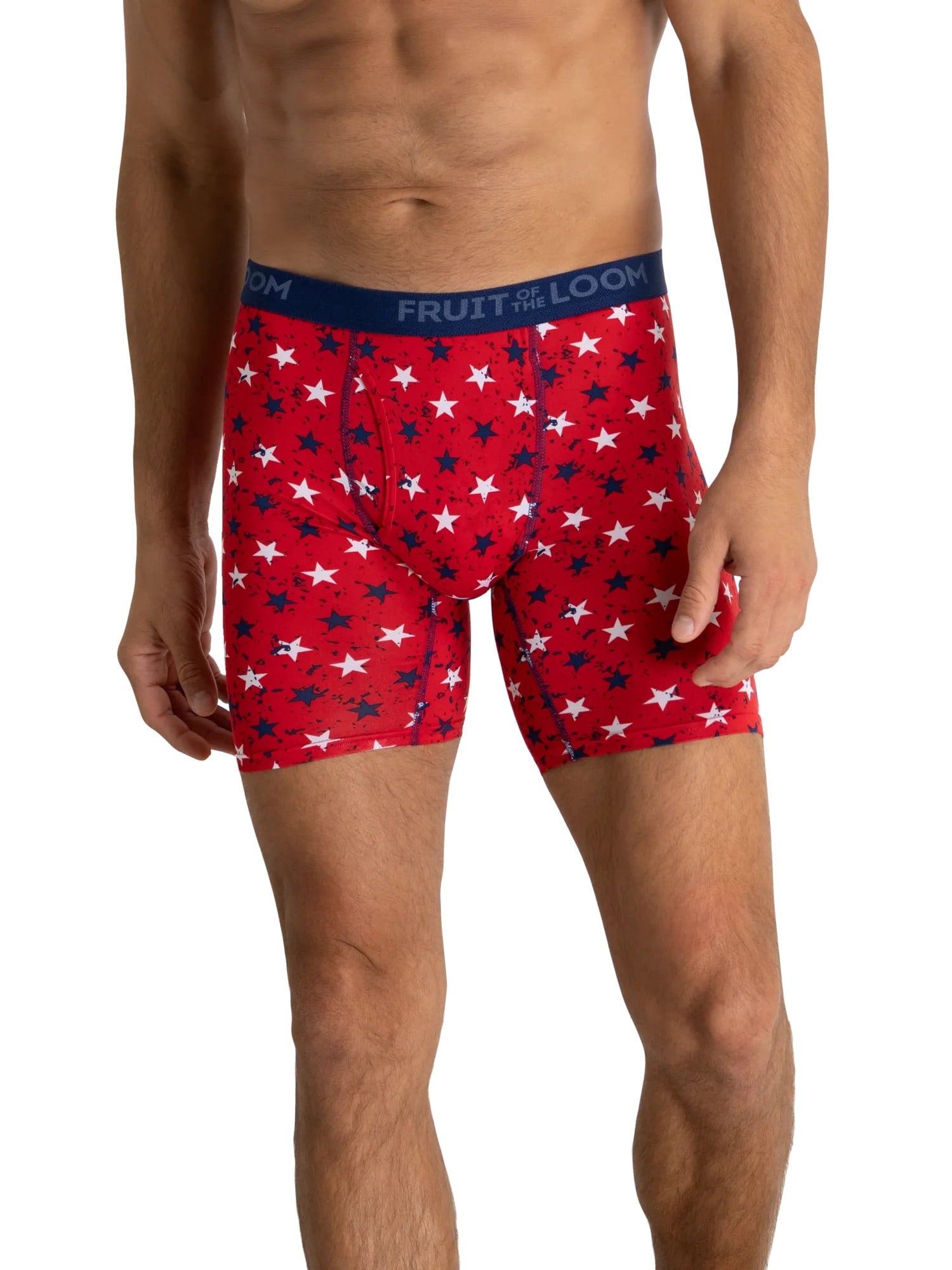 Fruit of the Loom Men's Americana Stretch Boxer Briefs, Moisture Wicking Underwear, 3-Pack