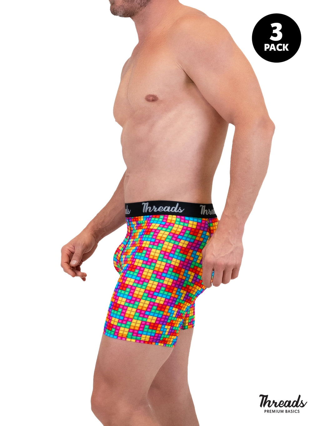 Threads Men's Underwear, 6" Premium Performance Nylon Boxer Brief, Performance Fabric, Moisture Wicking, Anti-Odor, S - XXL, 3 Pack