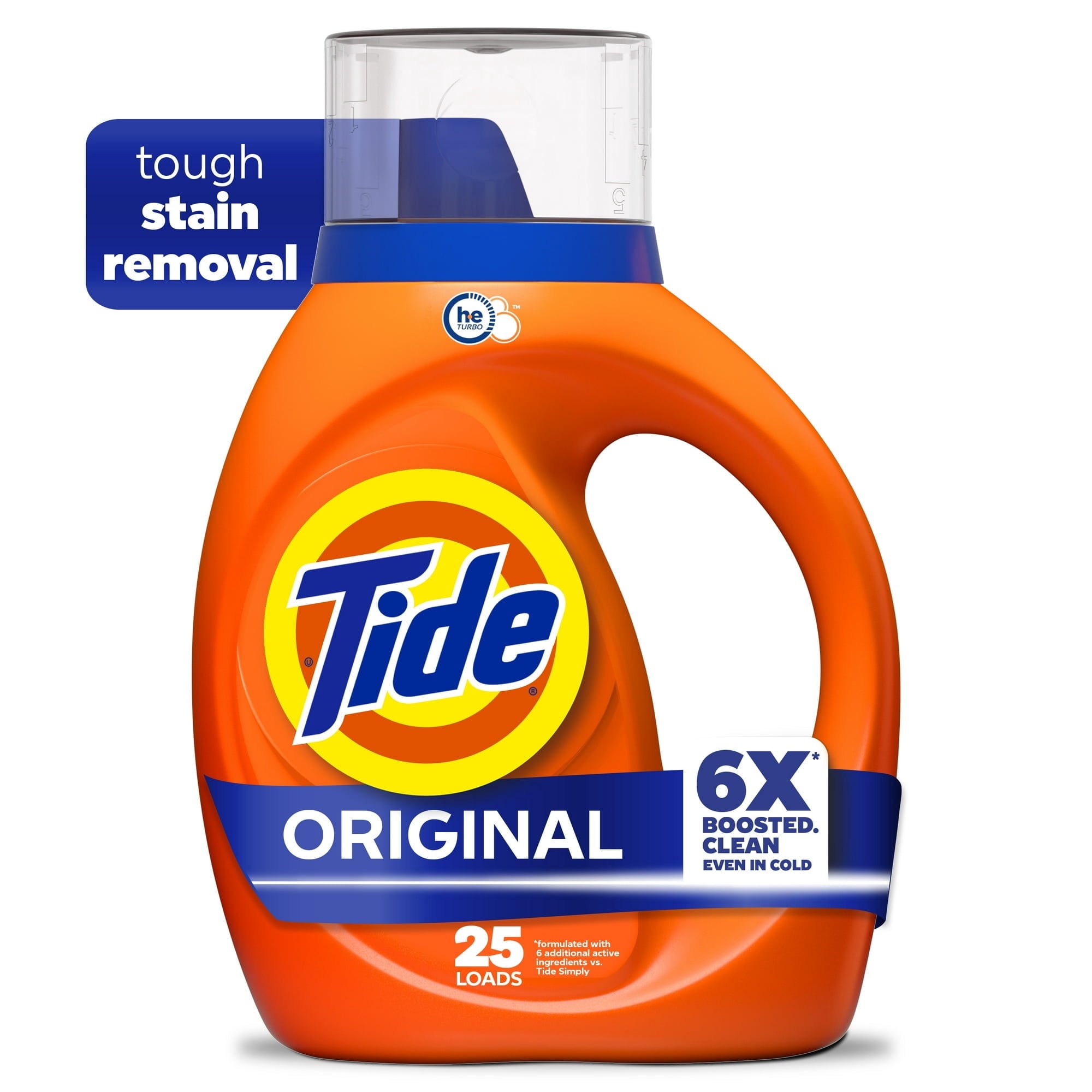 Tide Laundry Detergent Liquid, 6X Boosted Cleaning Power, Original Scent, 32 fl oz, 25 Loads with Microfiber Solid Color Towel by BundleEase