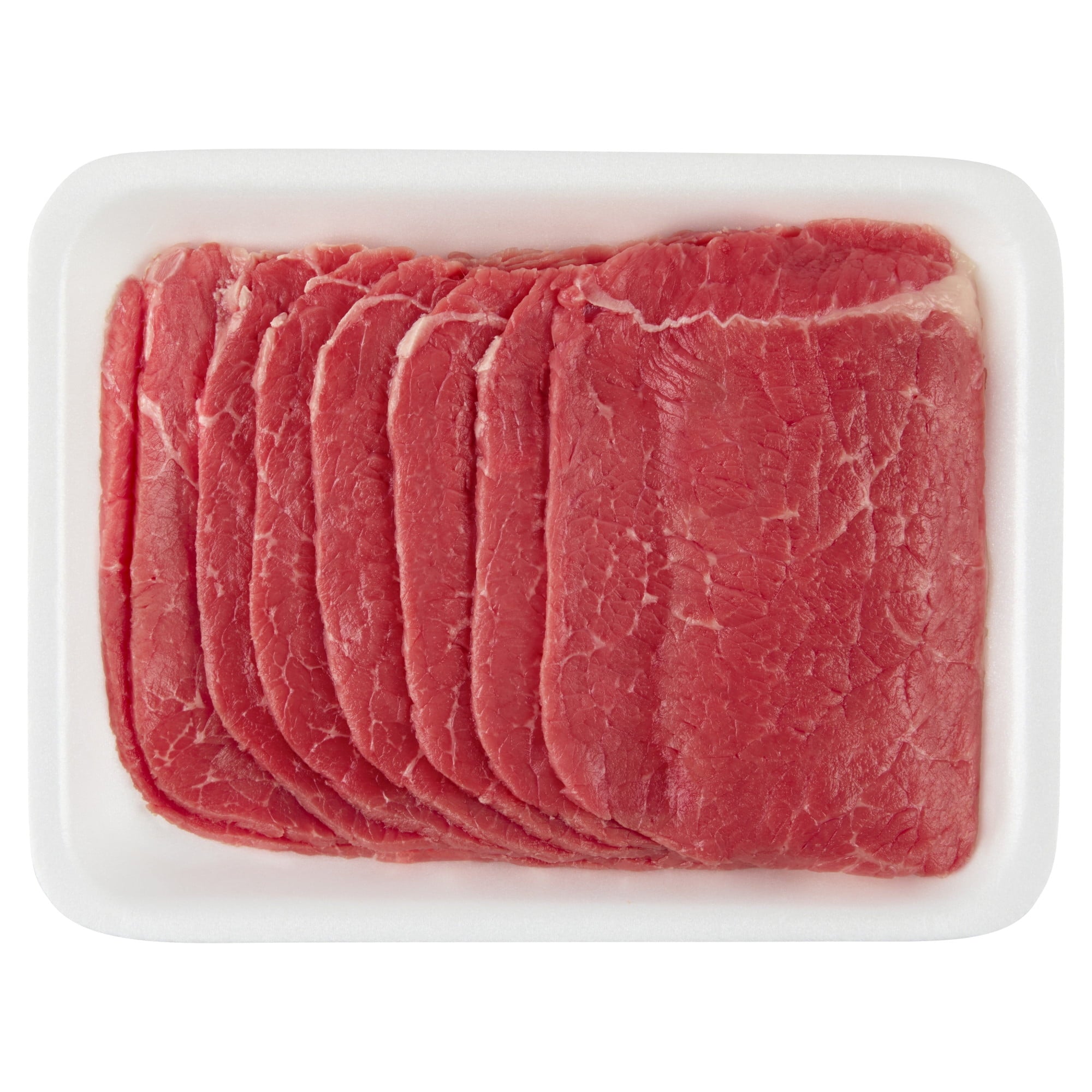 Thin Sliced Bottom Round Beef Steak, 8 per Tray, Fresh, 0.34 - 2.0 lb