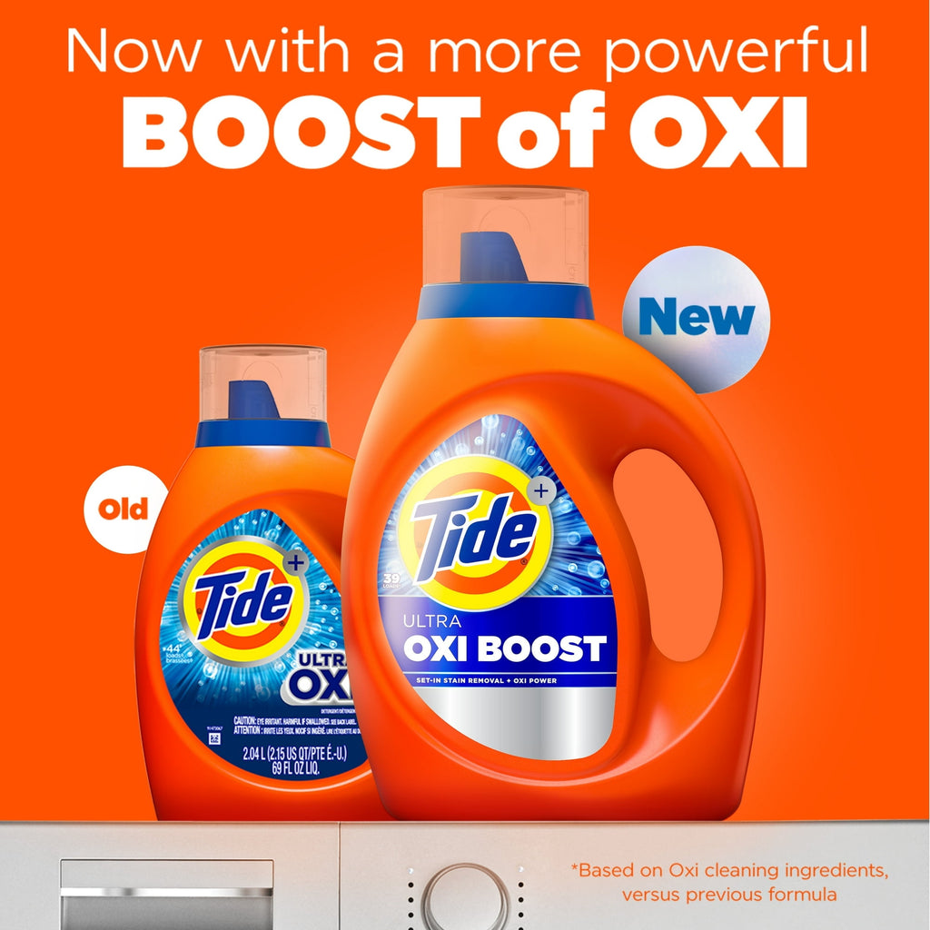 Tide Ultra Oxi Boost Liquid Laundry Detergent, Advanced Stain Remover, 30 fl oz, 21 Loads ( 2 Pack )