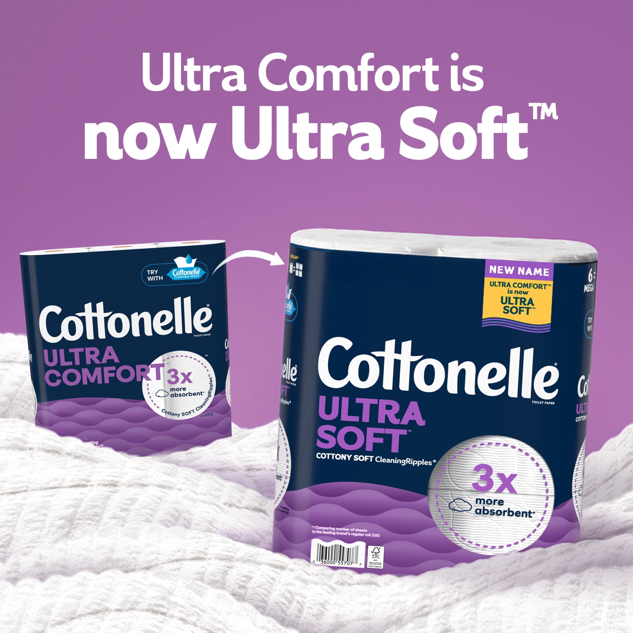 Cottonelle Ultra Soft Toilet Paper, Strong Toilet Tissue, 12 Mega Rolls