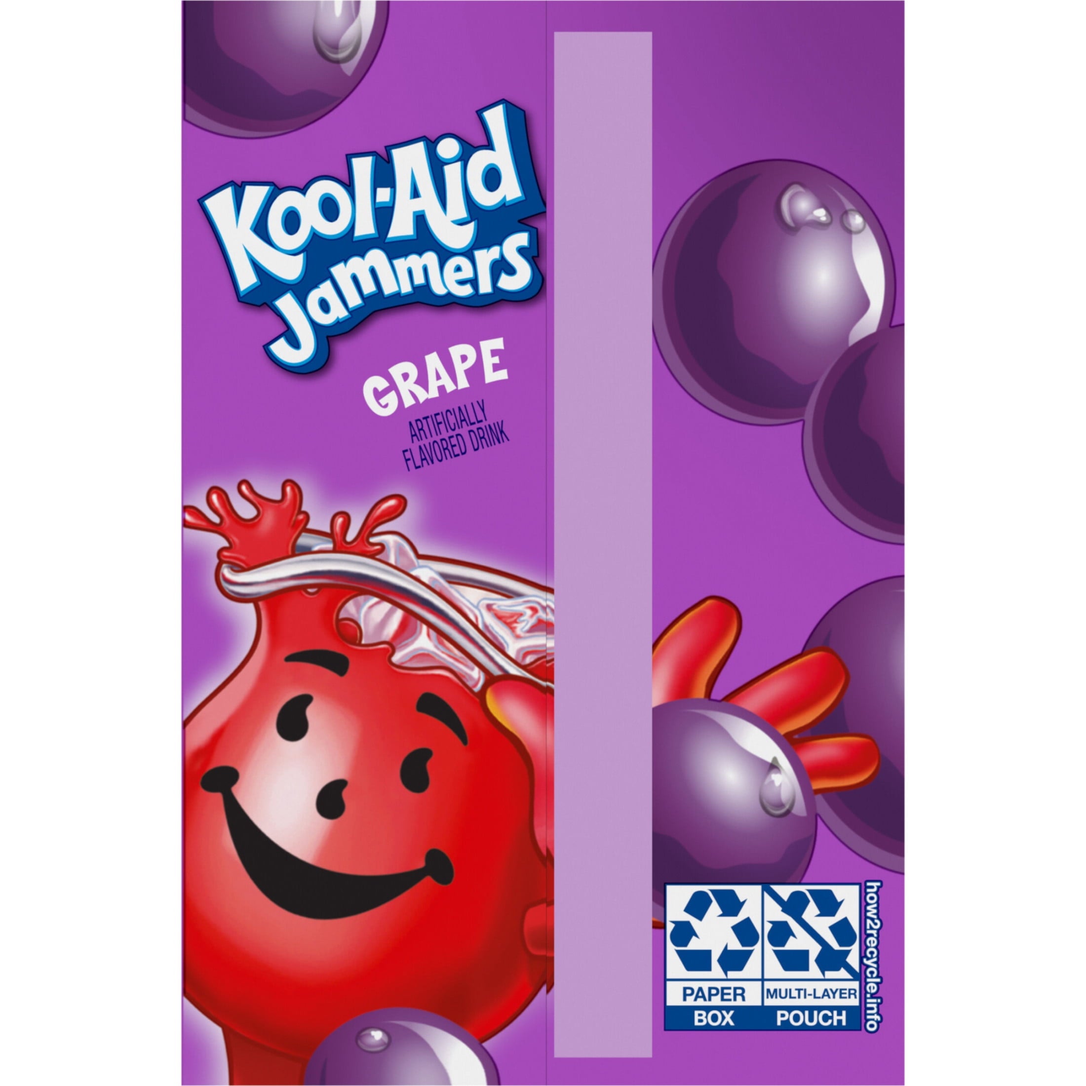 Kool-Aid Jammers Artificially Flavored Drink, 10 Pouches, for School Lunches and On-the-Go Hydration, Grape Flavor, Excellent Source of Vitamin C, 6 fl oz