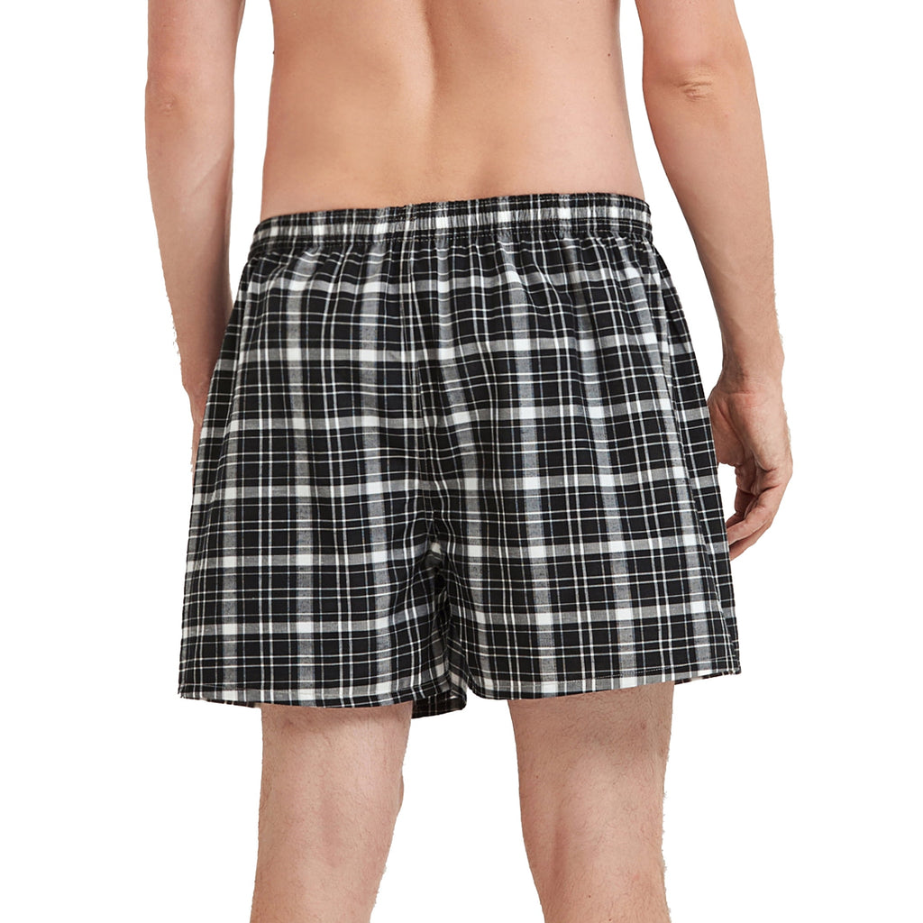 Onimisc Men's Woven Boxer Shorts Cotton Plaid Boxers for Men Underwear with Button Fly, 6 Pack