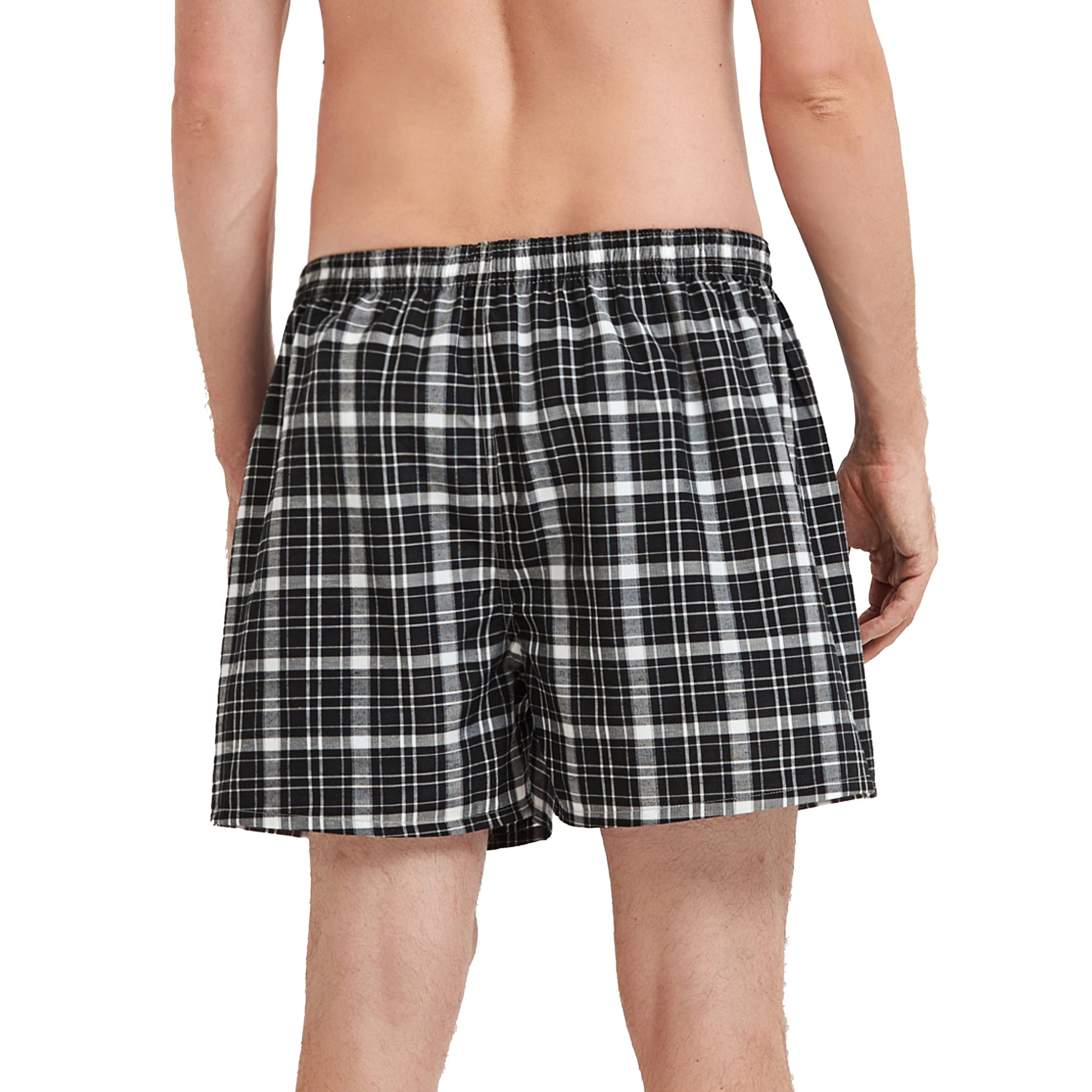 Onimisc Men's Woven Boxer Shorts Cotton Plaid Boxers for Men Underwear with Button Fly, 6 Pack