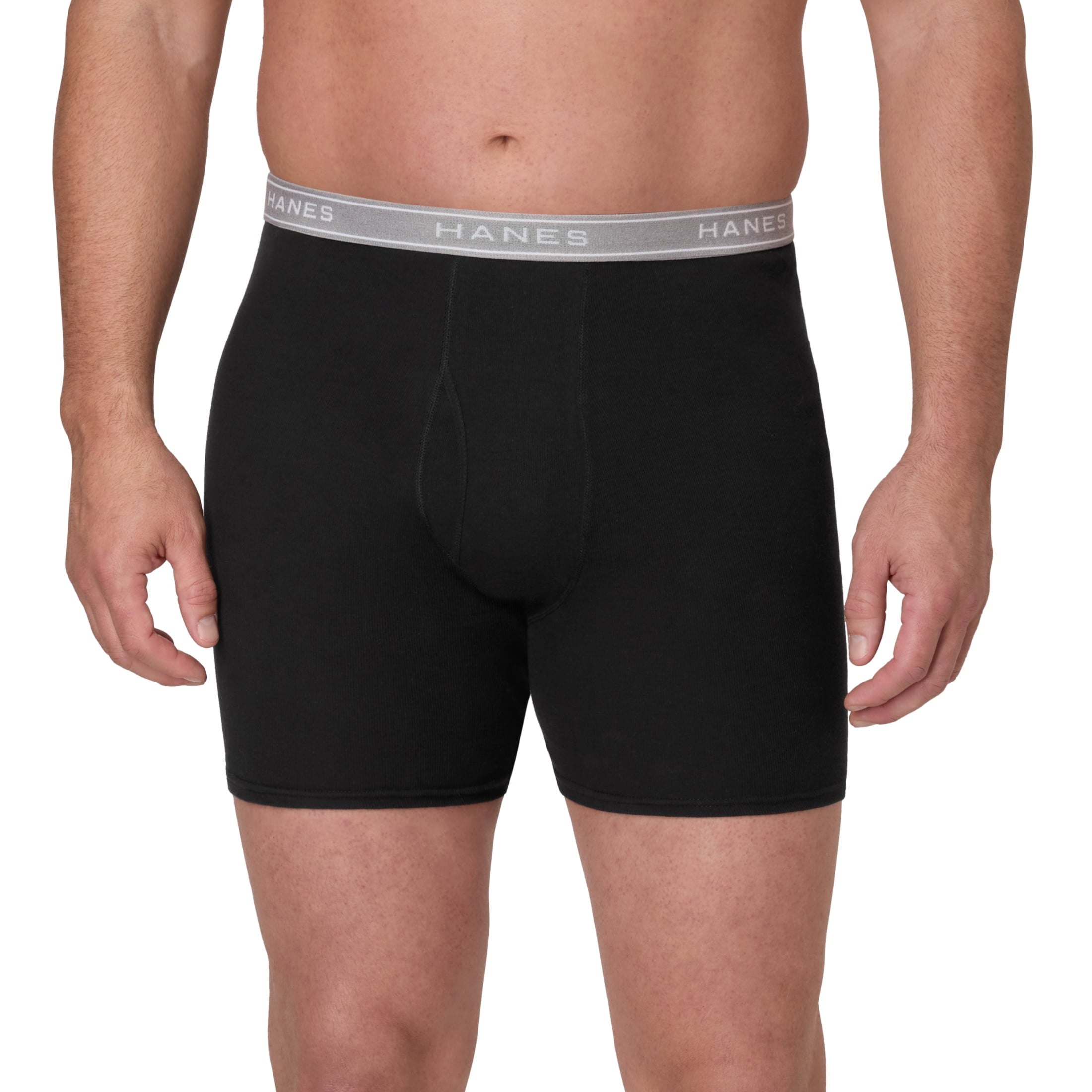 Hanes Mens Hanes Big Man Men's Cotton Boxer Brief Underwear Pack, 3-Pack, Big & Tall Sizes