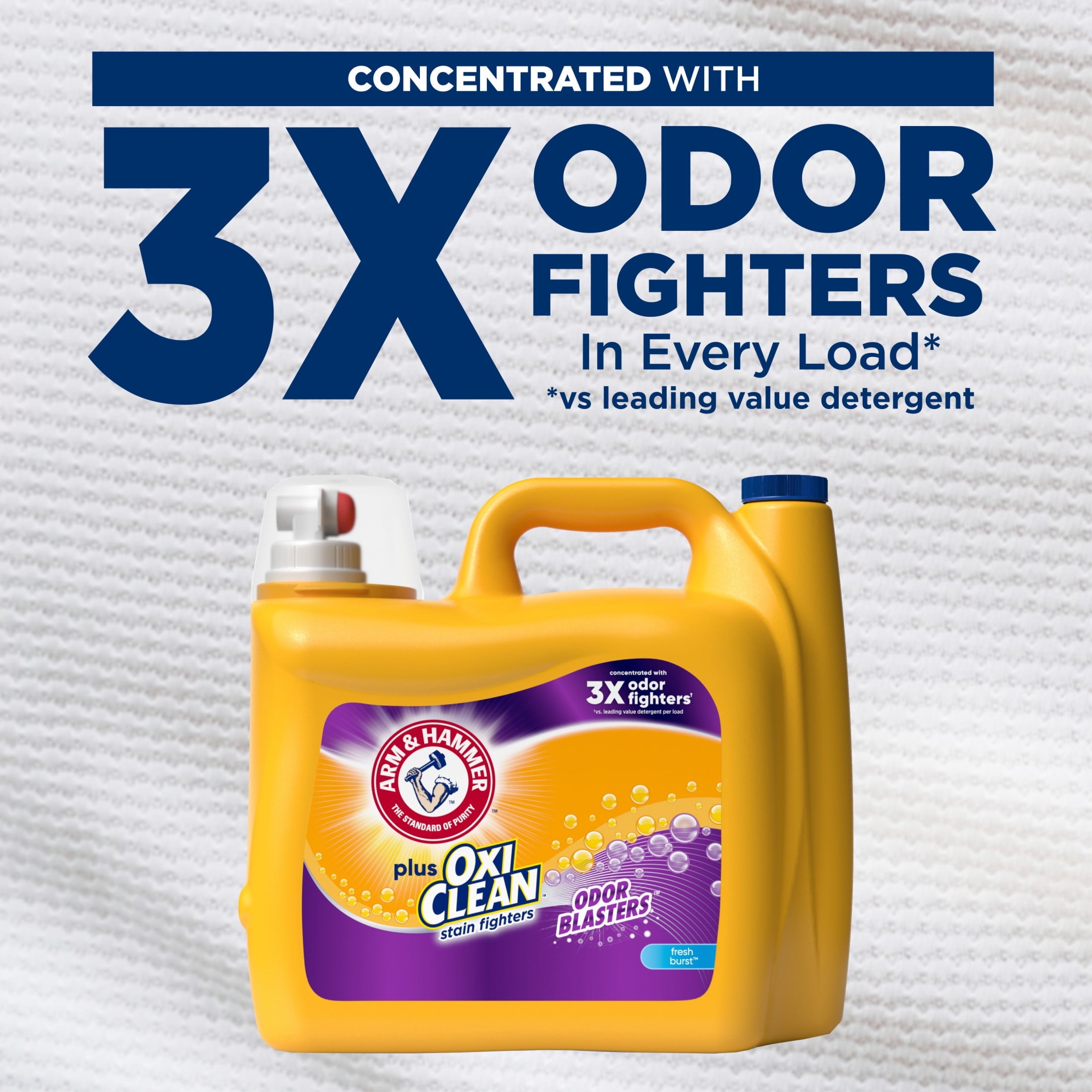 ARM & HAMMER Plus OxiClean with Odor Blasters Liquid Laundry Detergent, Fresh Burst, 200.2 Fl Oz