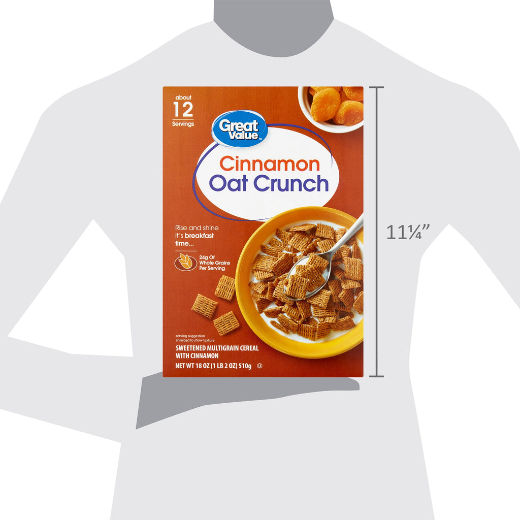 Great Value Cinnamon Oat Crunch Whole Grain Oat Cereal, 18 oz