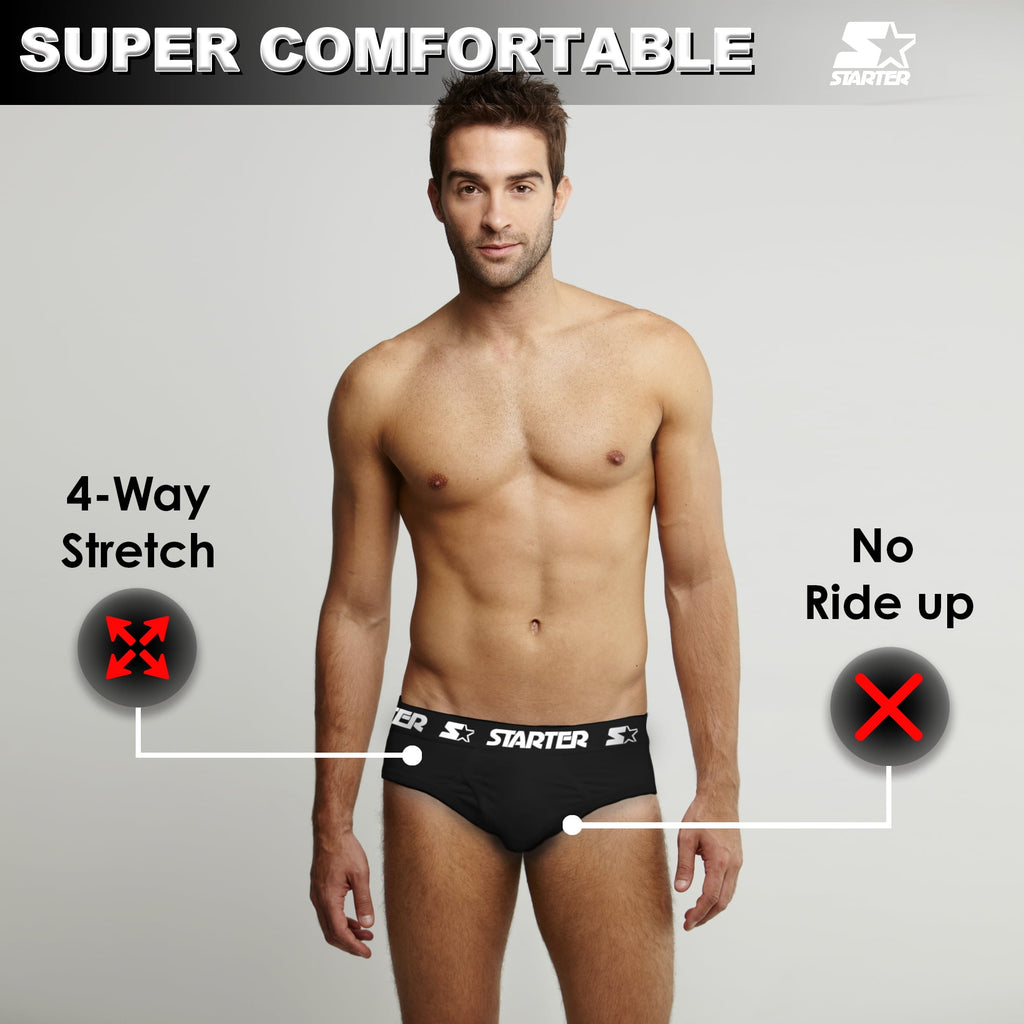 Starter Cotton Mens Briefs Breathable Underwear for Men, Black Large 8-Pack