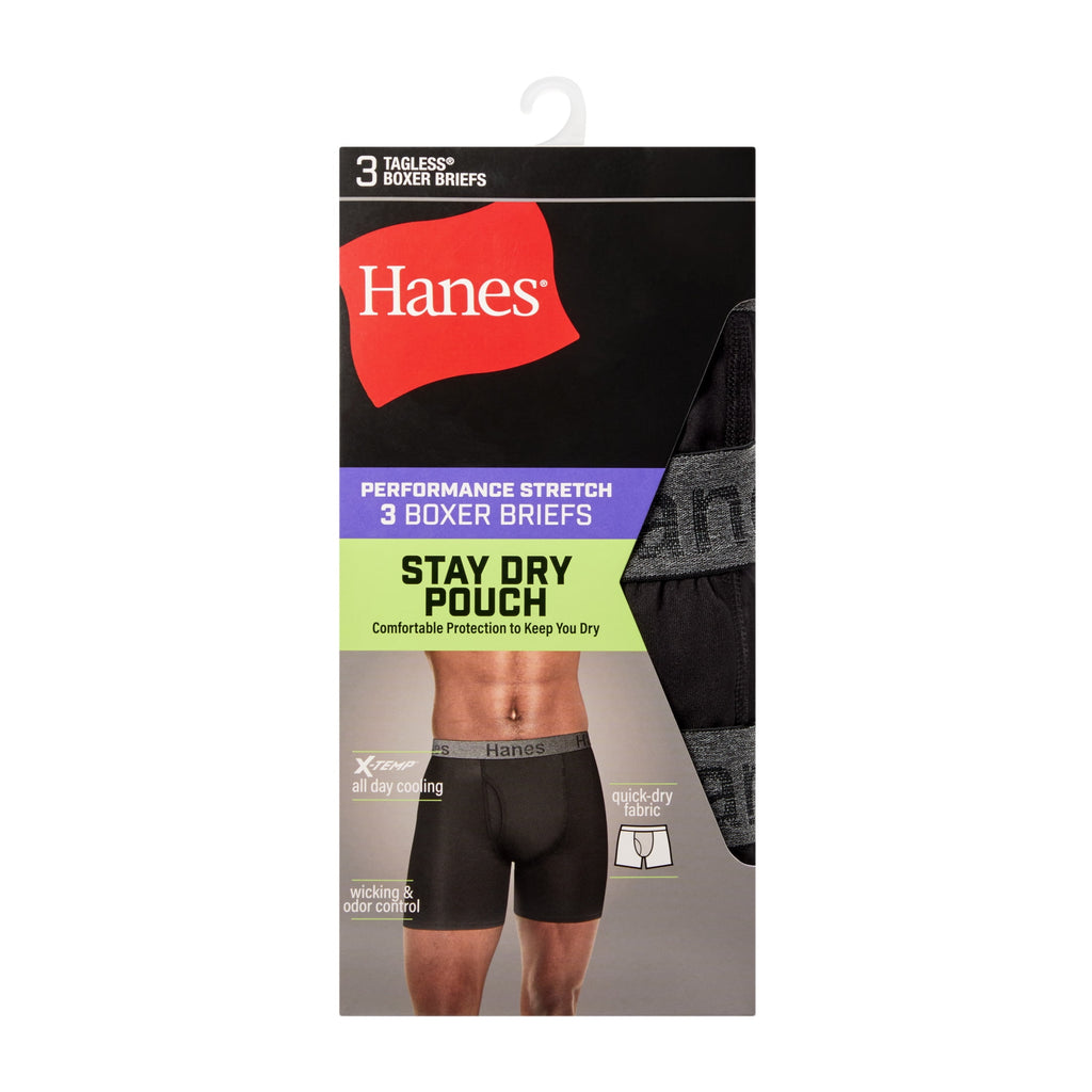 Underwear Performance Boxer Briefs, 3-Pack, Stay Dry Pouch Underwear for Men, Stretch