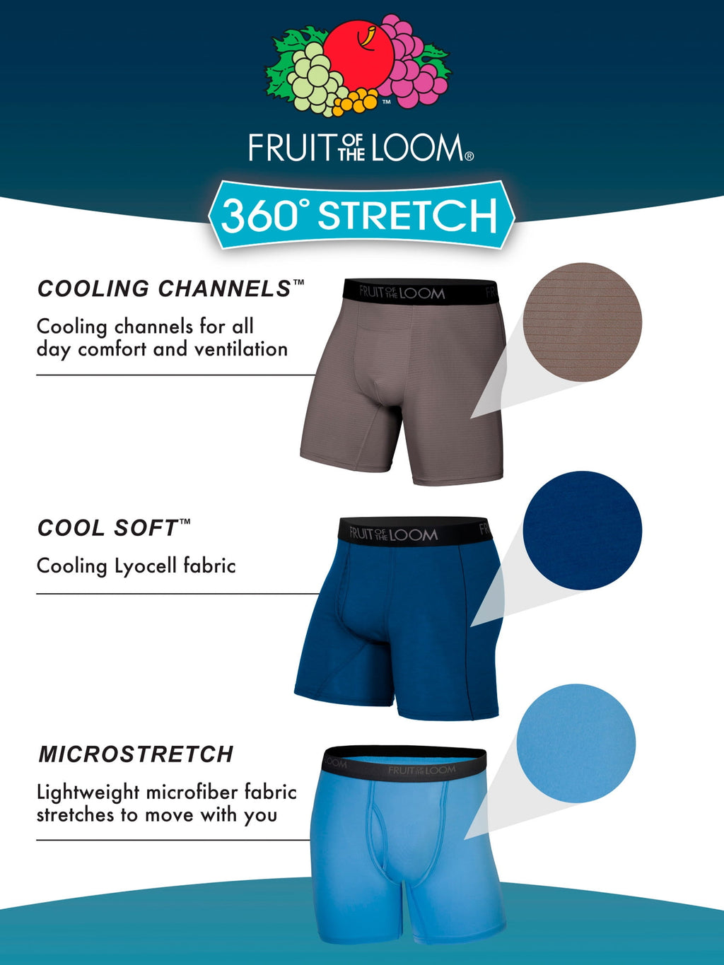 Fruit of the Loom Men's Micro-Stretch Ribbed Boxer Briefs, 6-Pack