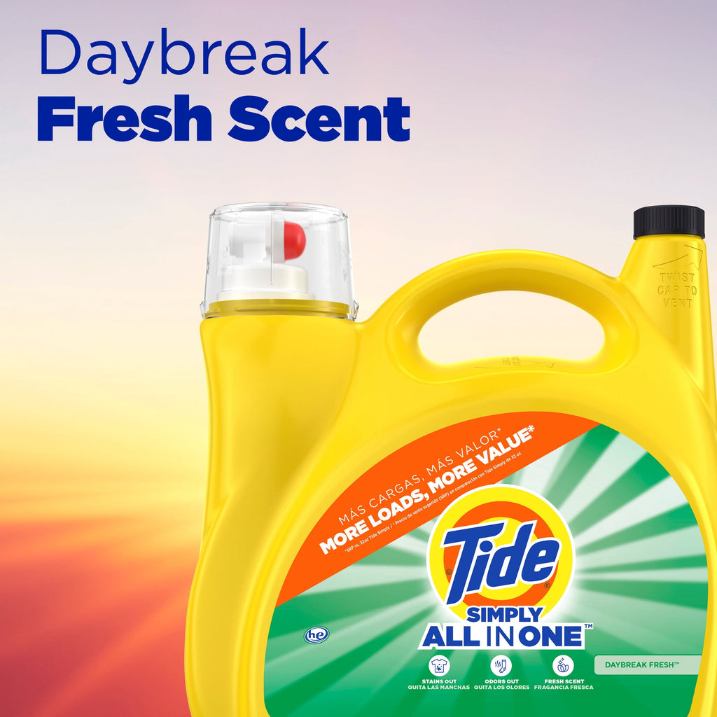 Tide Simply Laundry Detergent Liquid, Daybreak Fresh, 117 fl oz, 89 Loads