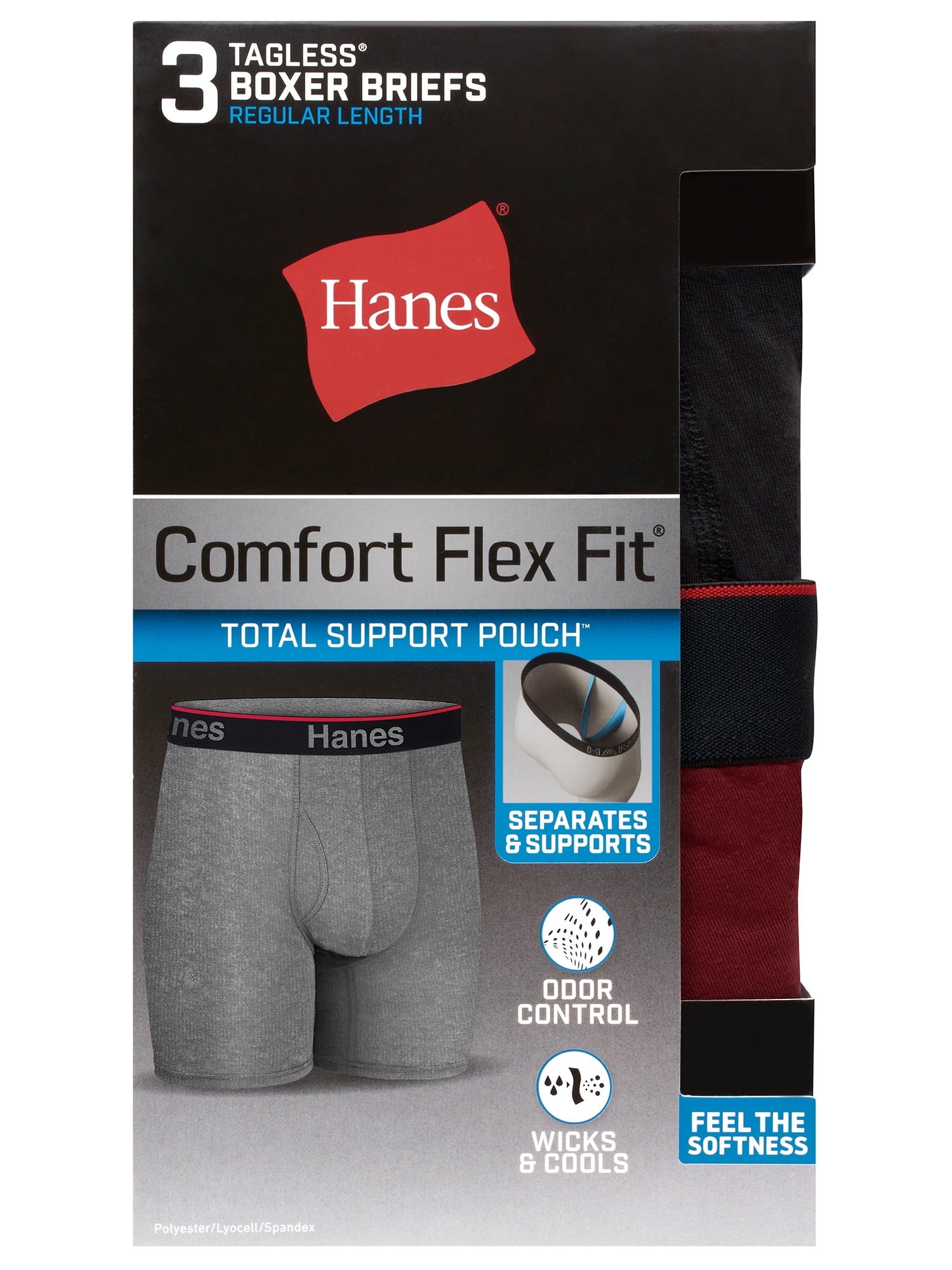Hanes Men's Comfort Flex Fit Total Support Pouch Boxer Briefs, 3 Pack