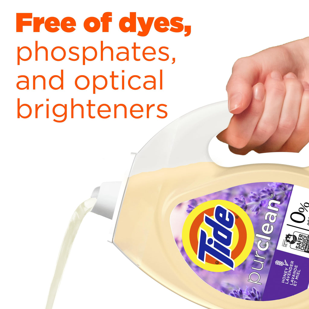 Tide Purclean Liquid Laundry Detergent, Honey Lavender Scent, 63 fl oz, 48 Loads