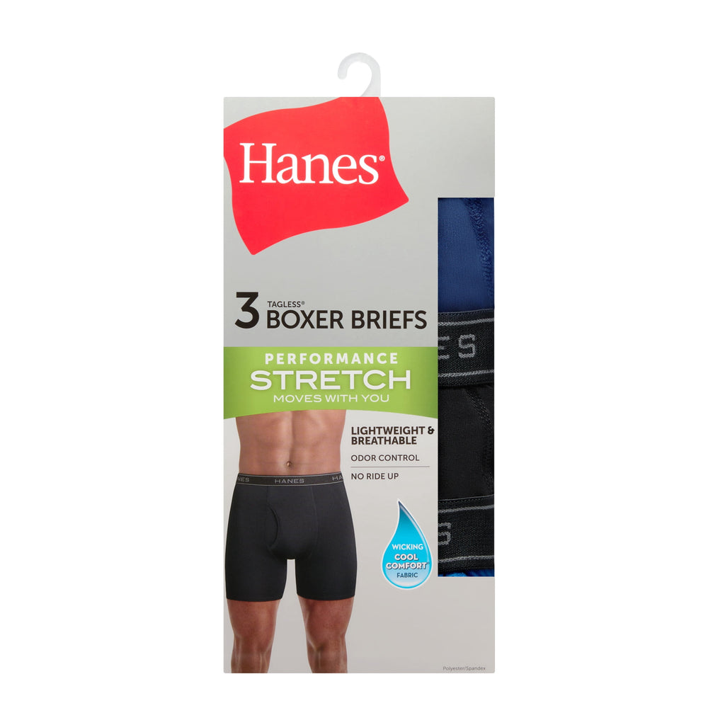 Hanes Mens Underwear Briefs, 3-Pack, Performance Stretch Boxer Brief Underwear, Moisture Wicking
