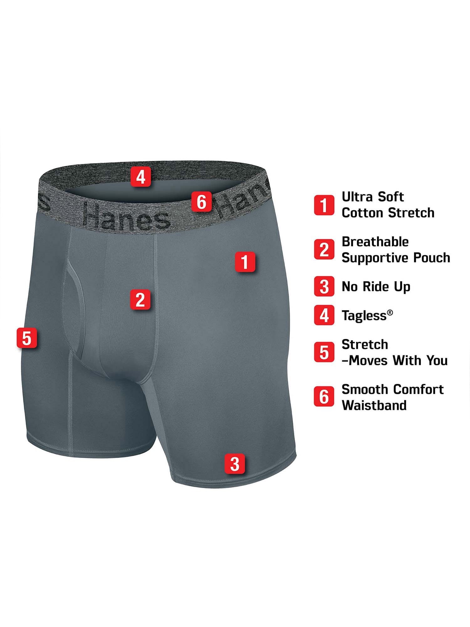 Underwear Boxer Briefs or Long-Leg Boxer Briefs Pack, 3 Pack, Cotton Stretch