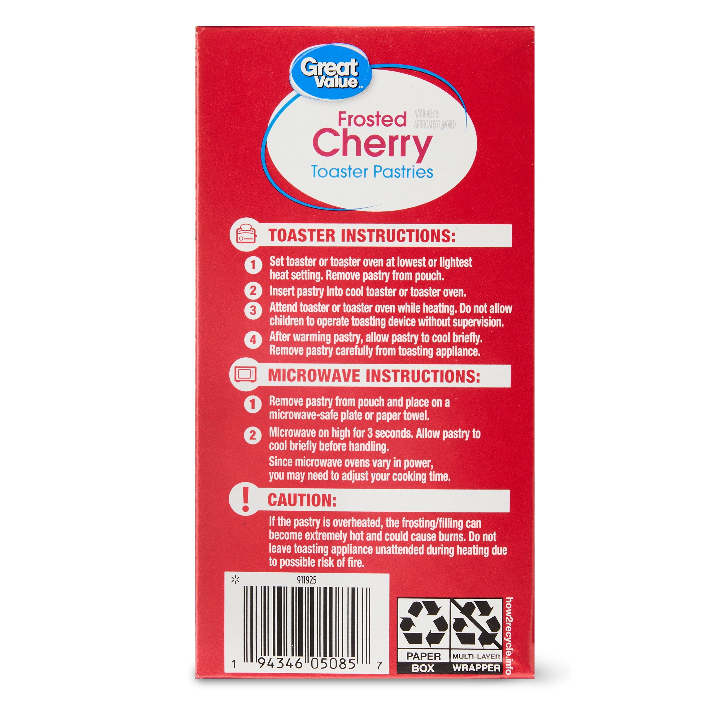 Great Value Frosted Cherry Toaster Pastries, 20.3 oz, 12 Count