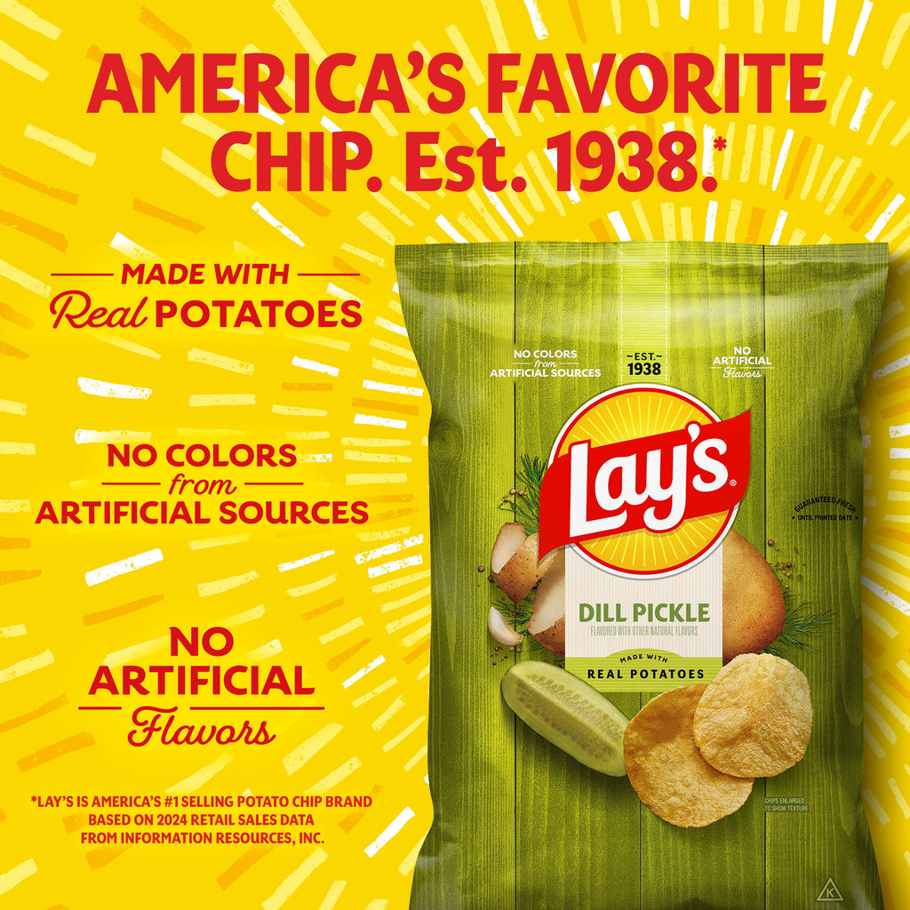 Lay's Dill Pickle Potato Snack Chips, 7.75 oz Bag