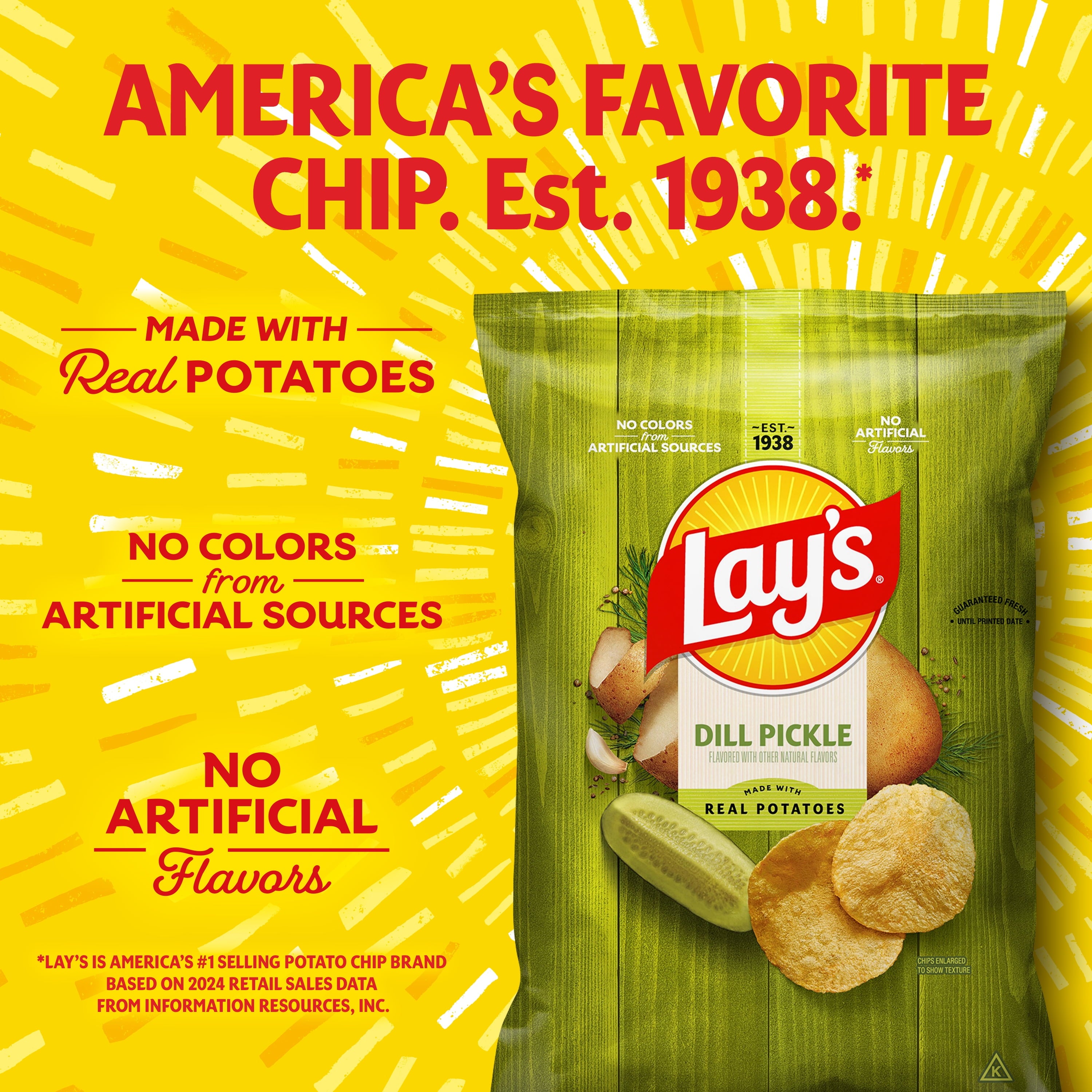 Lay's Dill Pickle Potato Snack Chips, 7.75 oz Bag