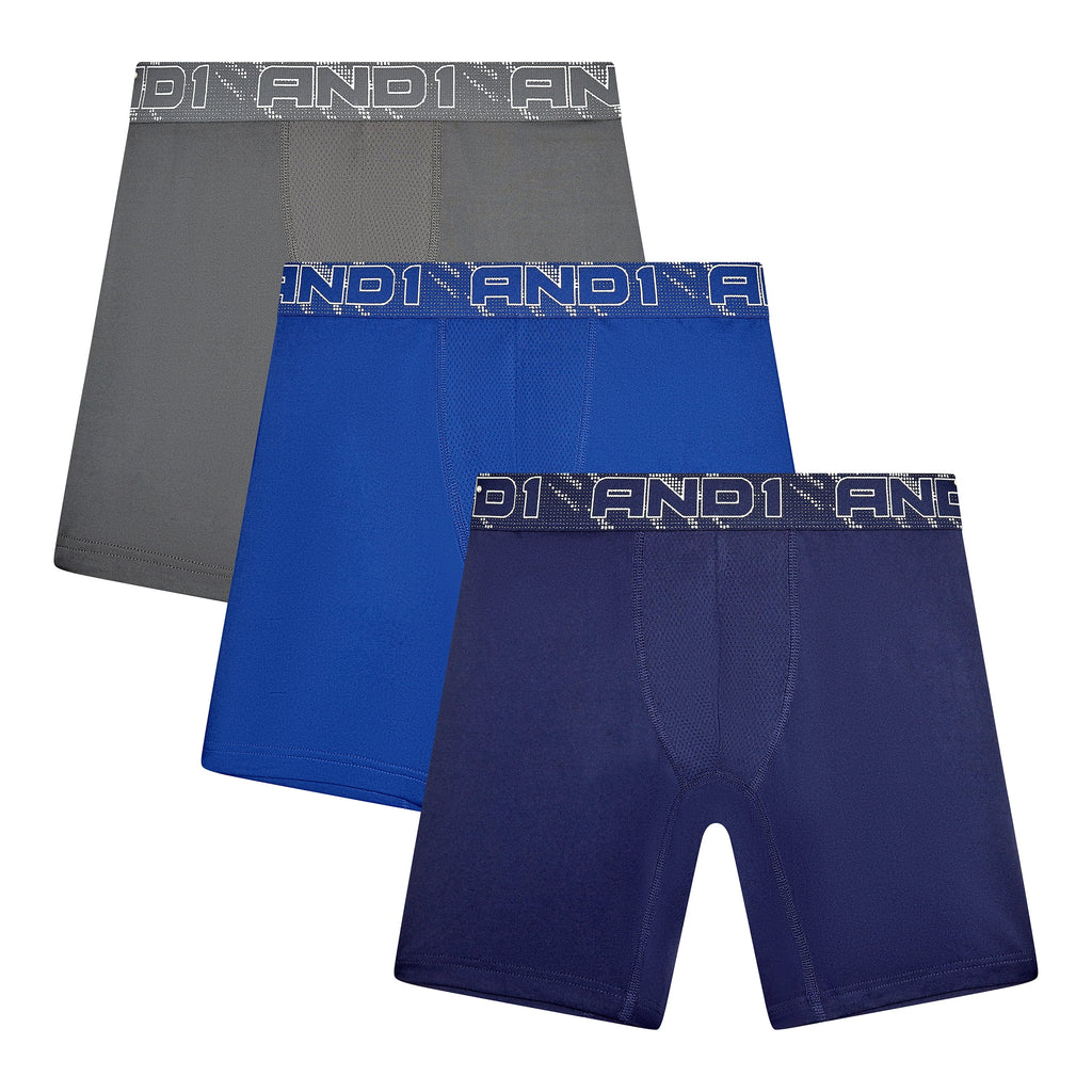 AND1 Men’s Underwear Flex Mid Length Boxer Briefs, Underpants, 3 pack