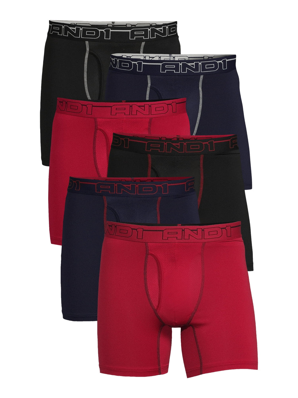 AND1 Men's Underwear Pro Platinum Boxer Briefs, 6 Pack, 6"