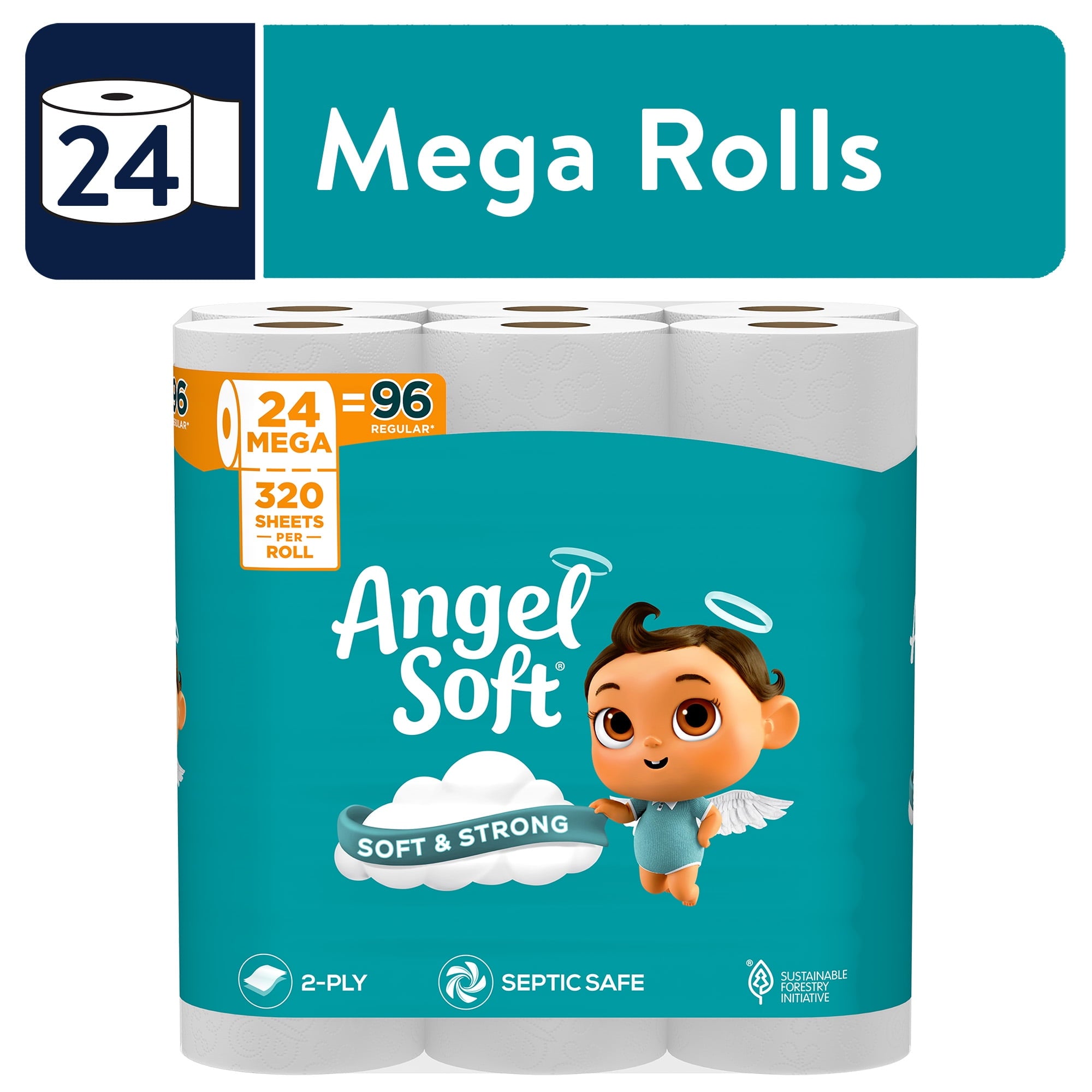 Angel Soft 2-Ply Toilet Paper, 36 Mega Rolls, 320 Sheets per Roll