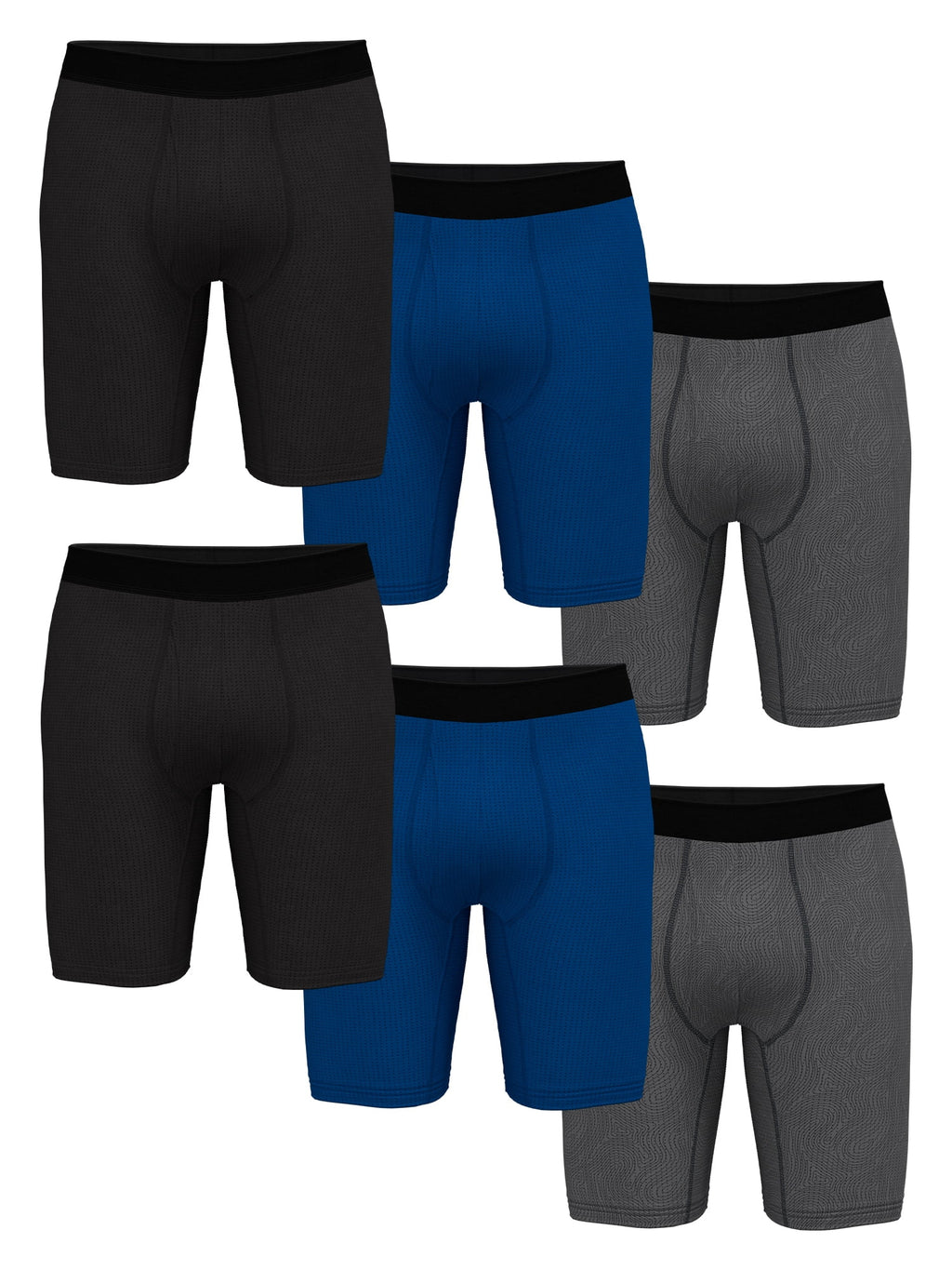 Athletic Works Men's Ultra Lite Mesh Long Leg Boxer Brief, 6-Pack, Sizes S-3XL