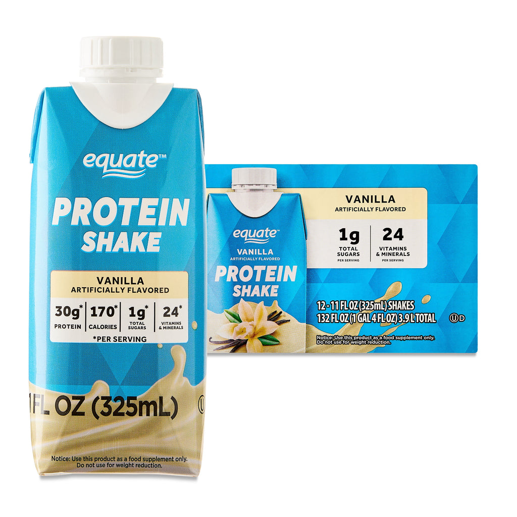 Equate Protein Shake, Vanilla, 11 fl oz, 12 Count