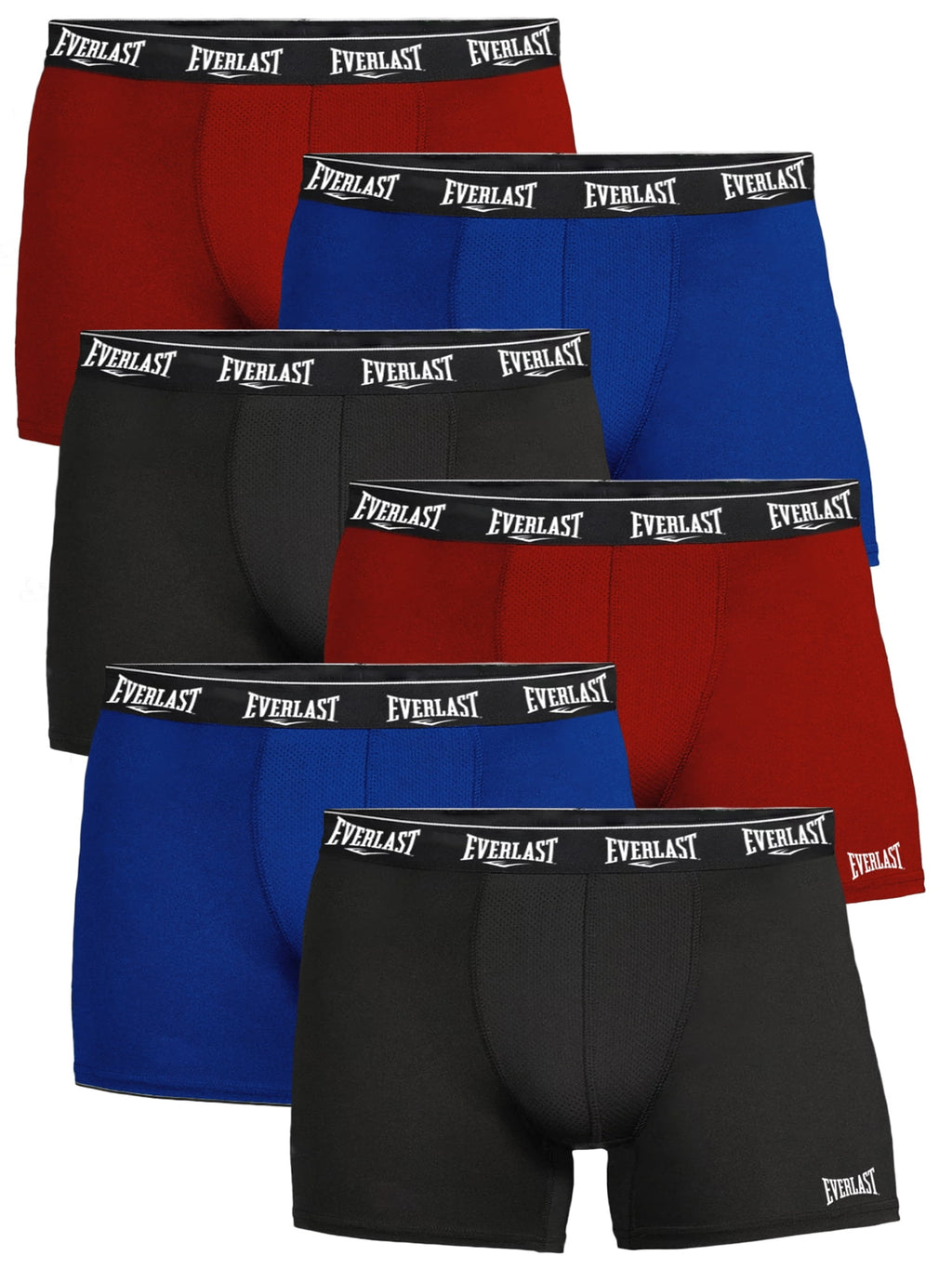 Everlast Men’s Trunks Breathable Cotton Underwear Boxers for Men, Red/Lhg/Royal Medium 6-Pack