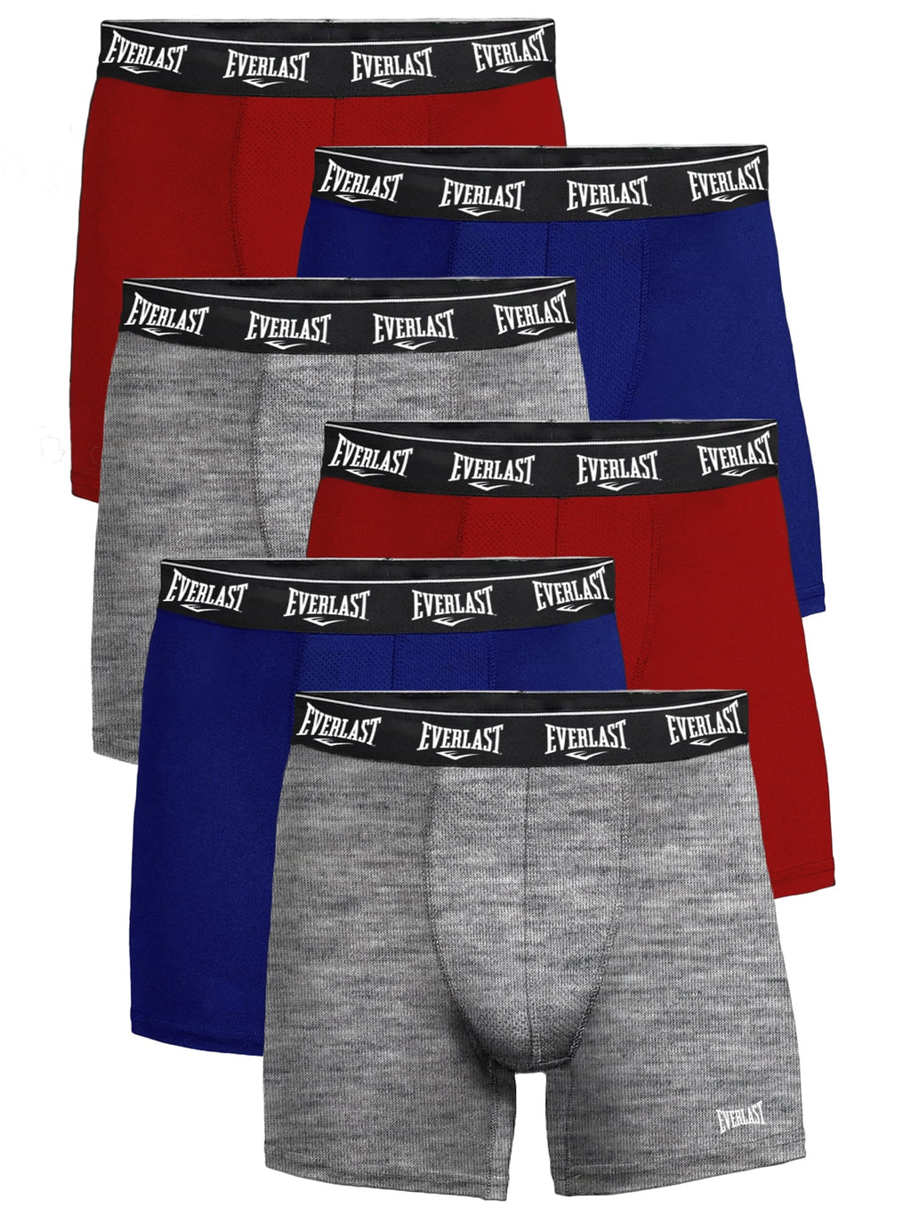 Everlast Men's Performance Underwear Stretch Boxer Briefs with Fly, 6-Pack