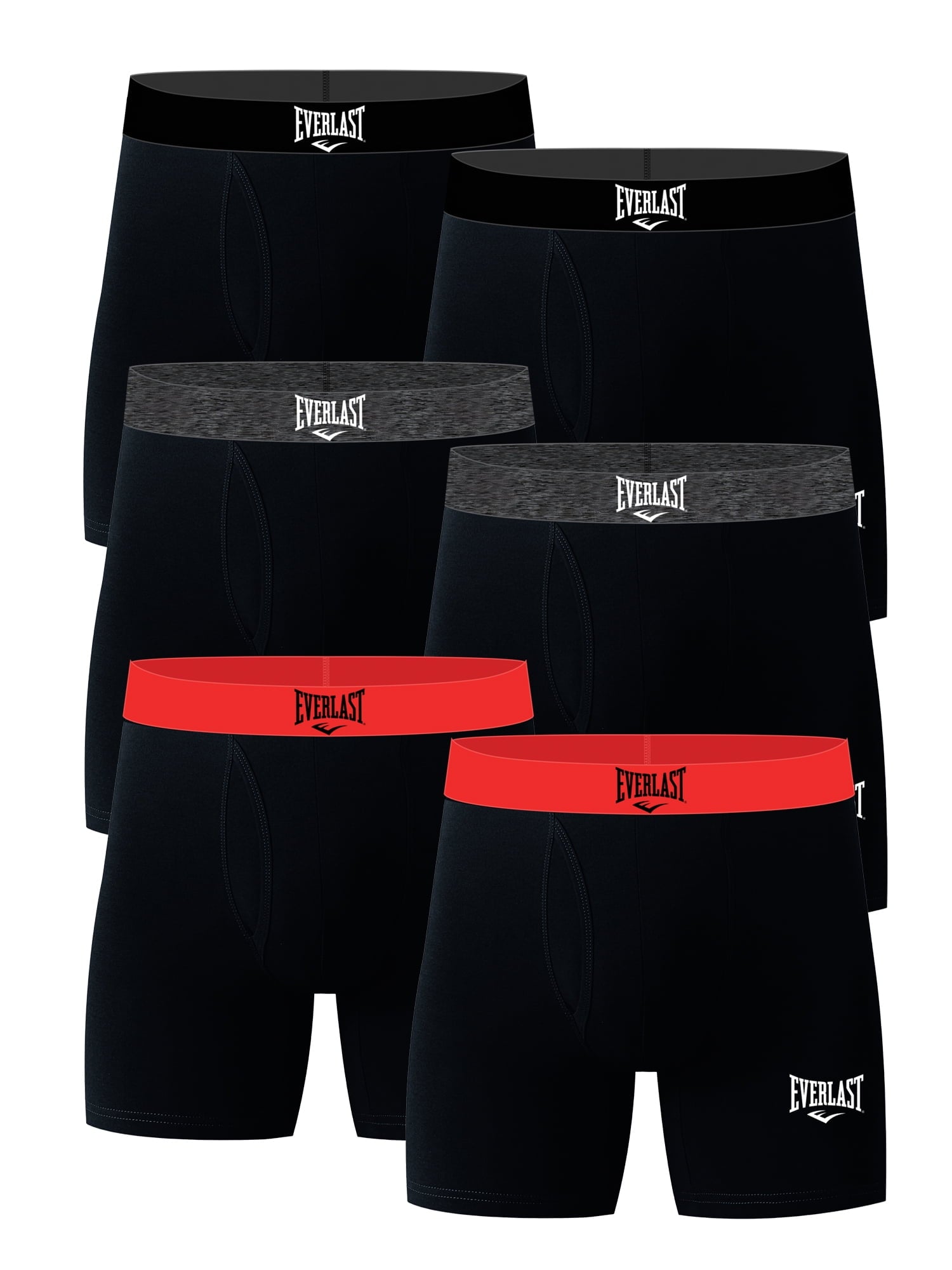 Everlast Mens Boxer Briefs Breathable Cotton Underwear Pack, 6-Pack