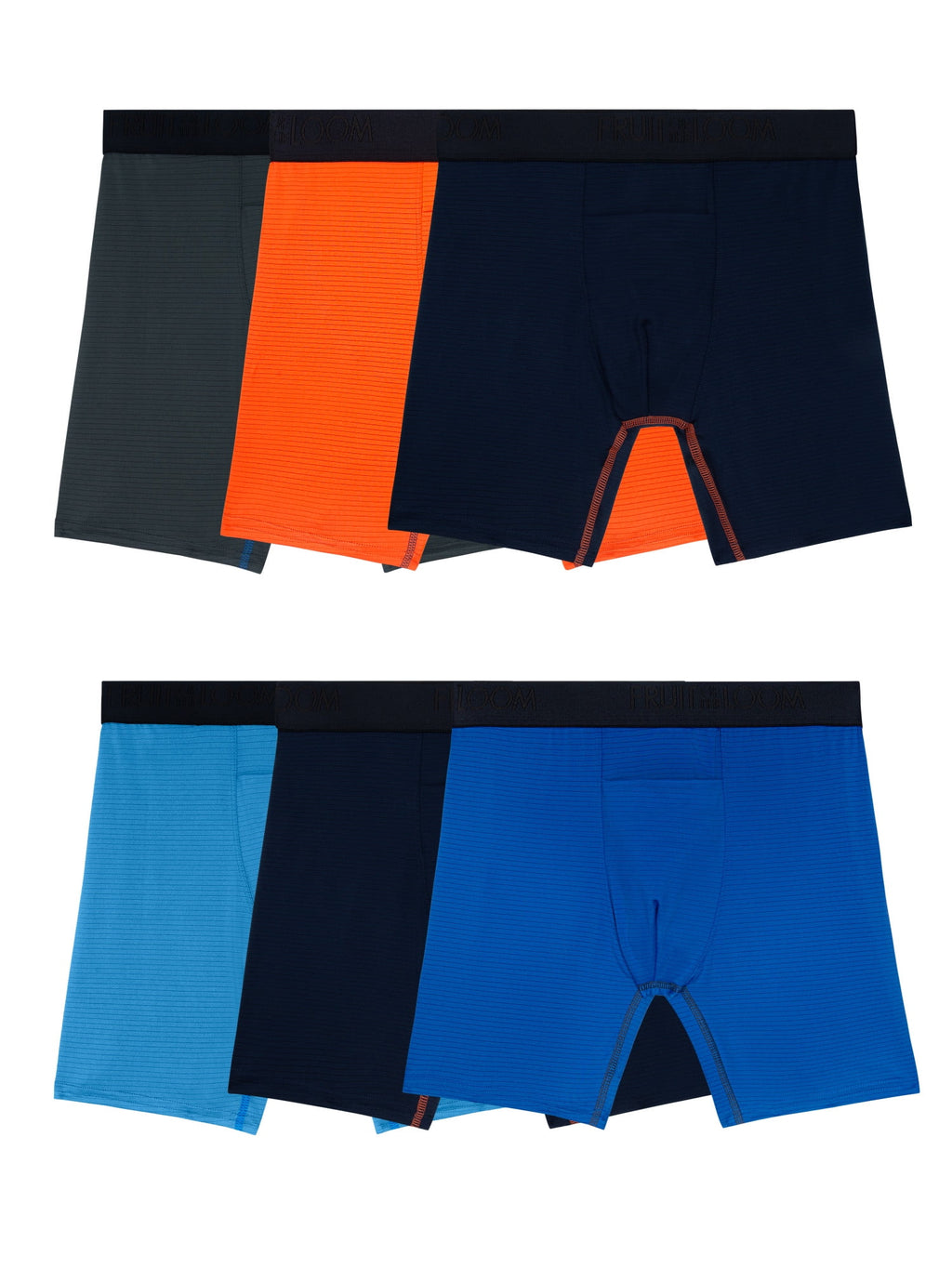 Fruit of the Loom Men's 360 Stretch Performance Cooling Channels Boxer Briefs, 6-Pack