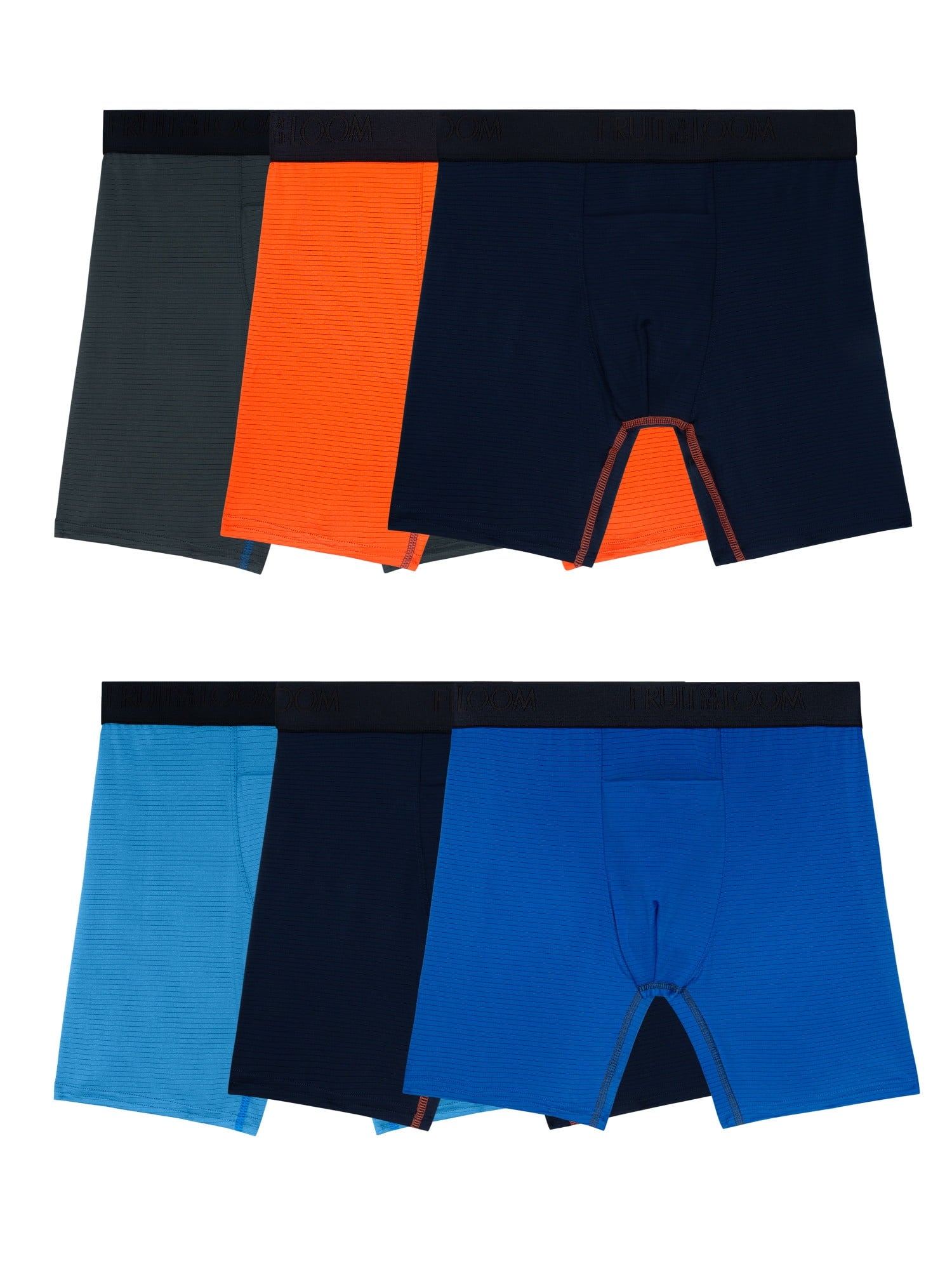 Fruit of the Loom Men's 360 Stretch Performance Cooling Channels Boxer Briefs, 6-Pack