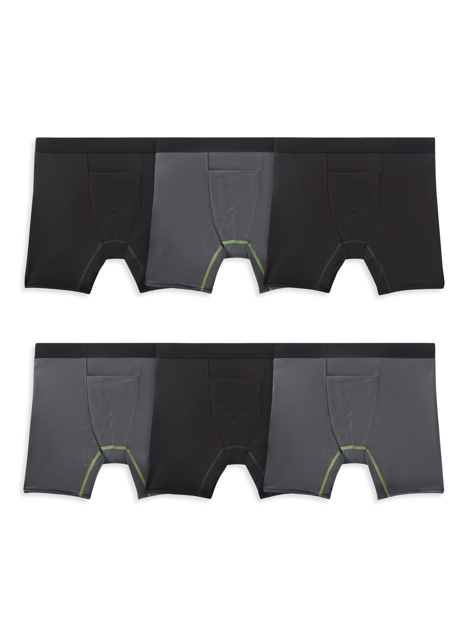 Fruit of the Loom Men's 360 Stretch Performance Cooling Channels Boxer Briefs, 6-Pack