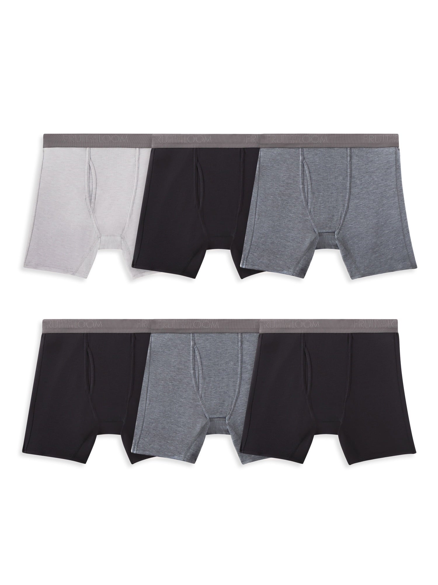 Fruit of the Loom Men's 360 Stretch Performance Cooling Channels Boxer Briefs, 6-Pack