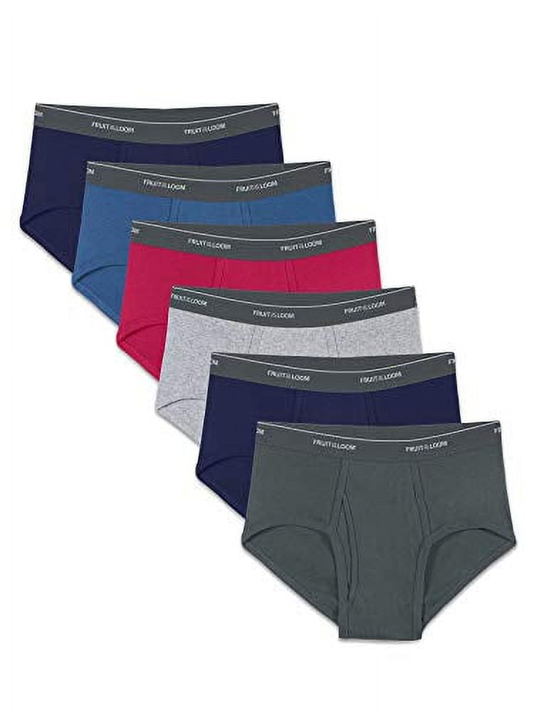 Fruit of the Loom Men's Assorted Fashion Brief (Pack of 6) (Large (36-38), Solids)