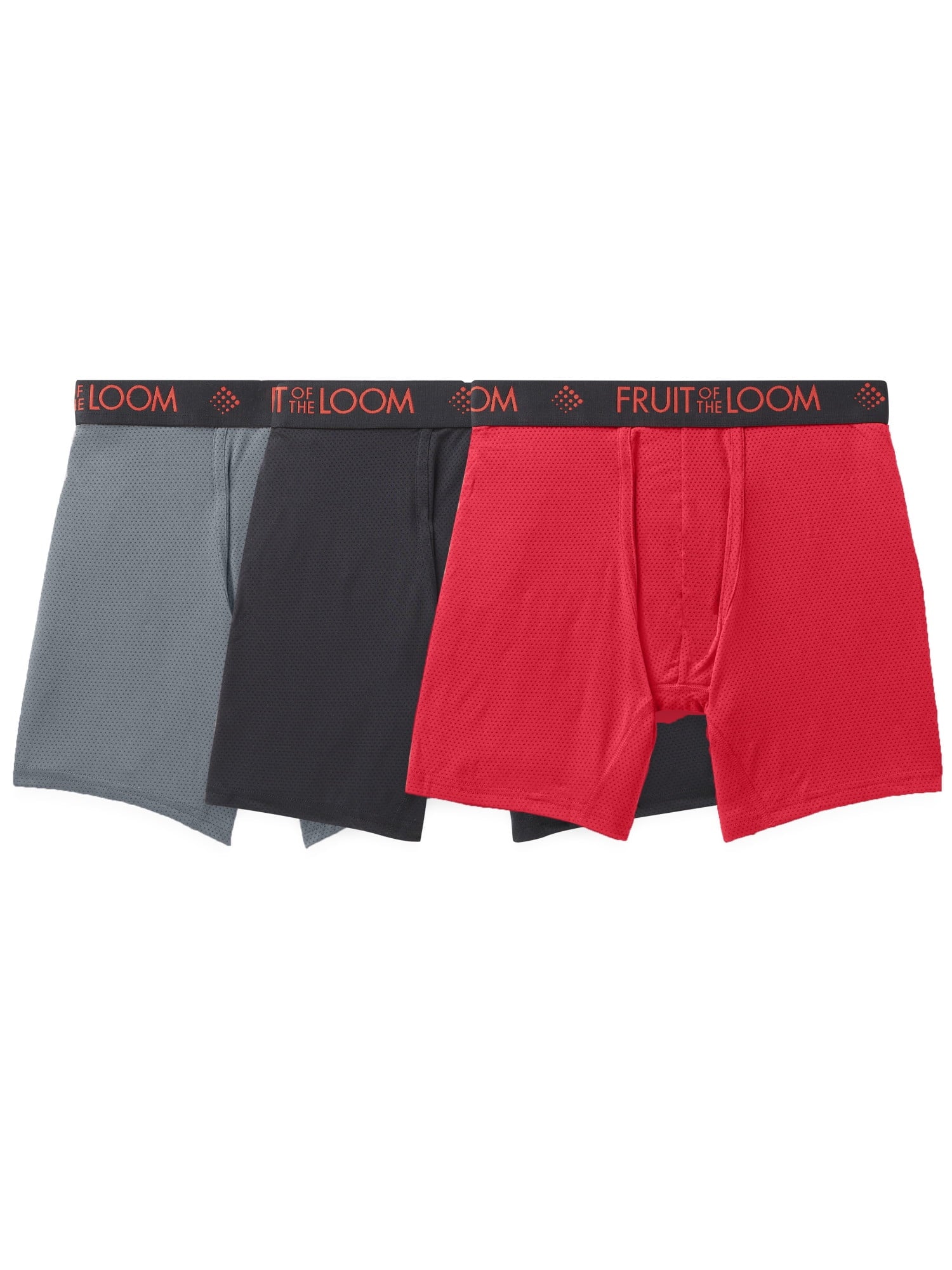 Fruit of the Loom Men's Breathable Cotton Micro-Mesh Boxer Briefs, 3-Pack