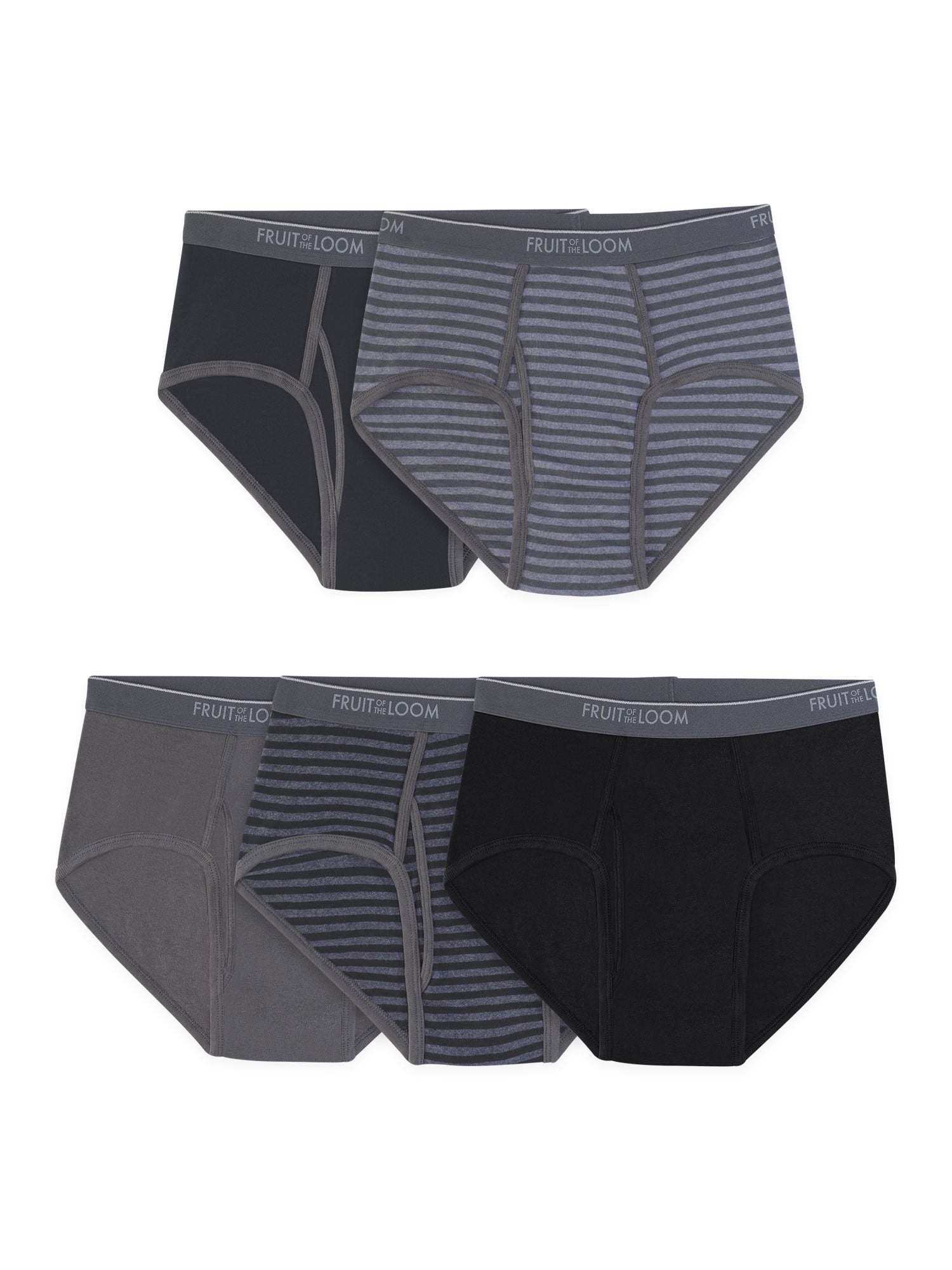 Fruit of the Loom Men's Cotton Briefs, Moisture-Wicking, Mid-Rise Fashion Brief Underwear, 6-Pack, S-5XB
