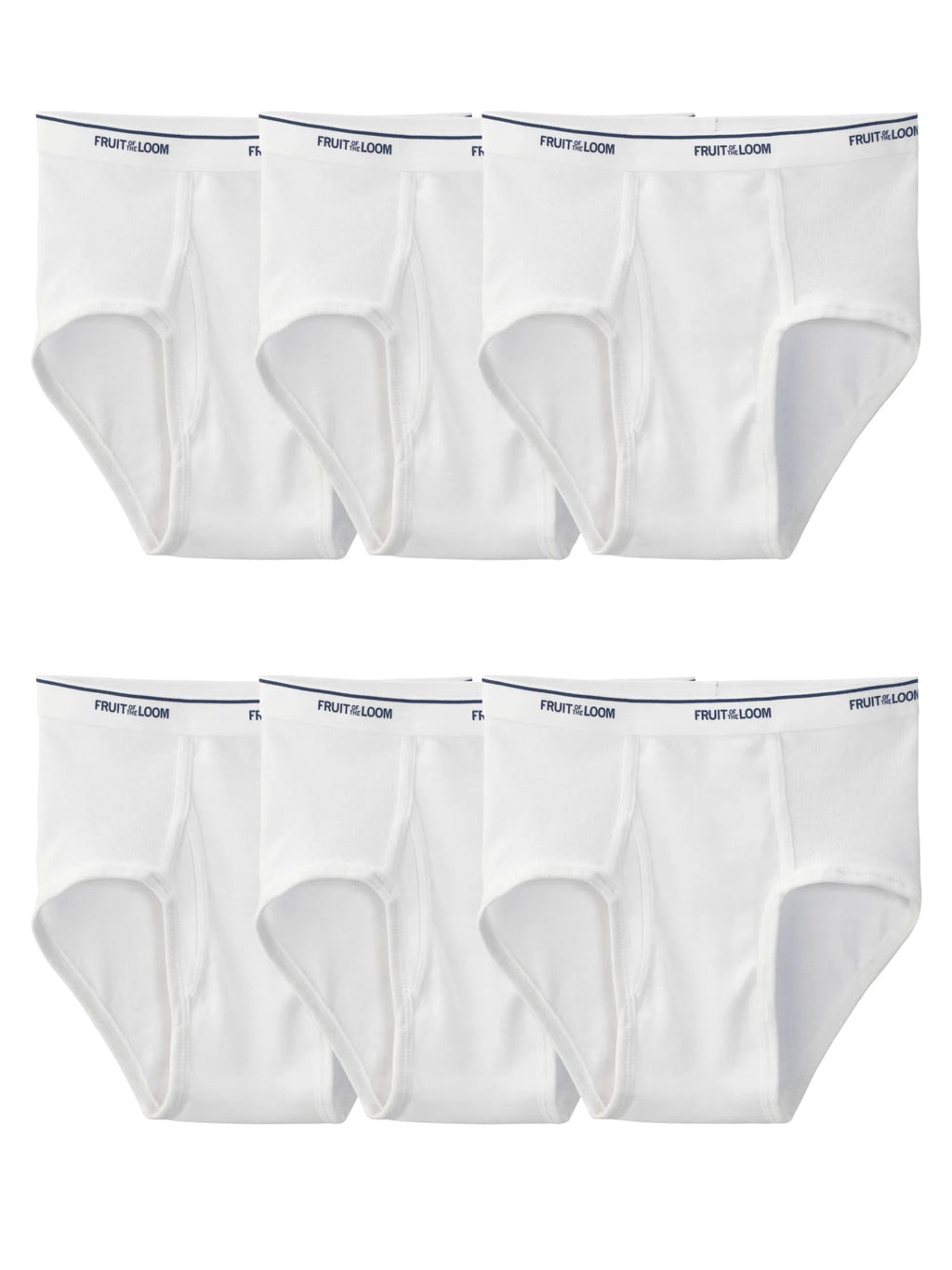 Fruit of the Loom Men's Cotton Briefs, Moisture-Wicking, Full Cut White Brief Underwear, 6-Pack, S-5XB