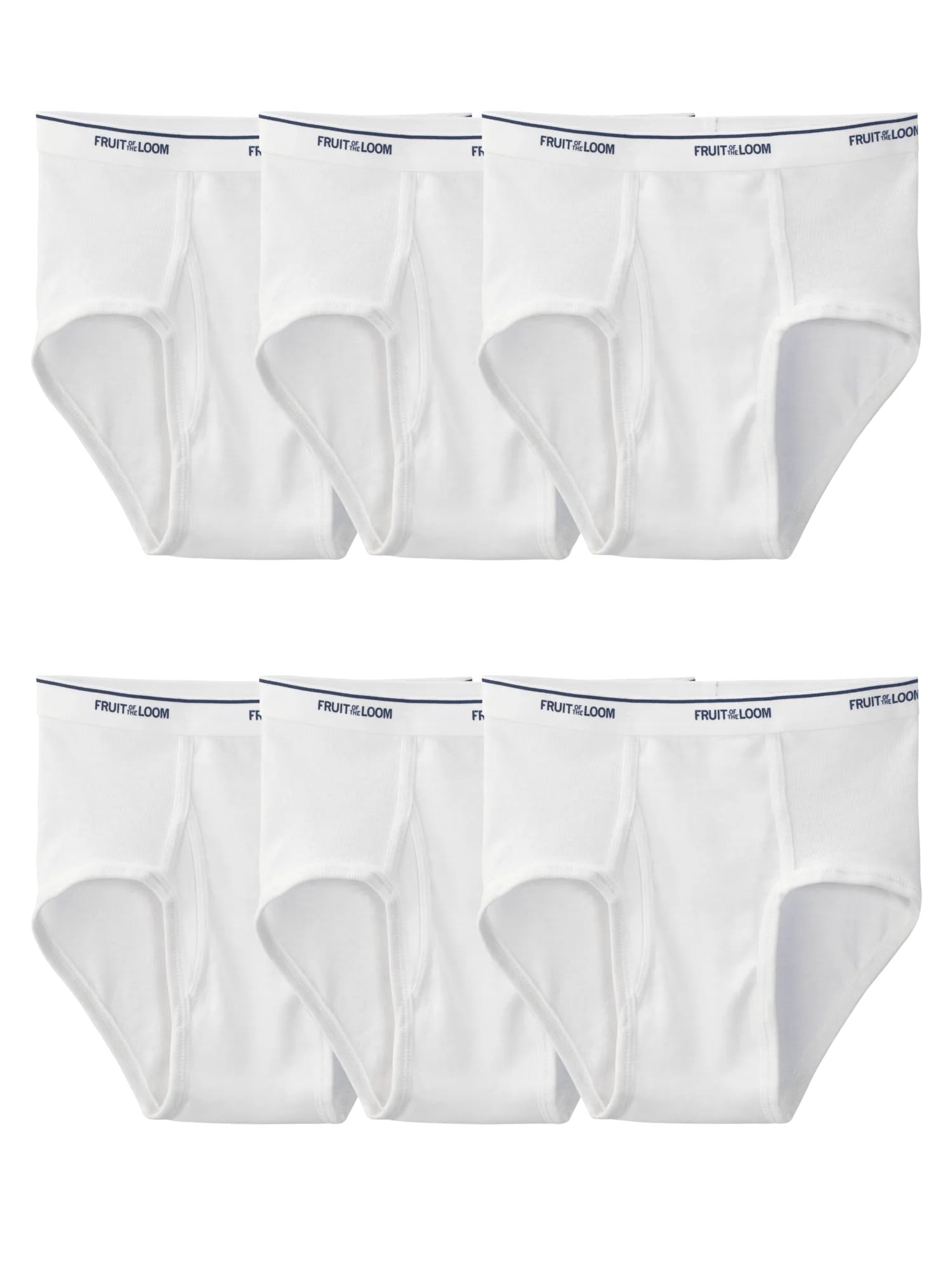Fruit of the Loom Men's Cotton Briefs, Moisture-Wicking, Full Cut White Brief Underwear, 6-Pack, S-5XB
