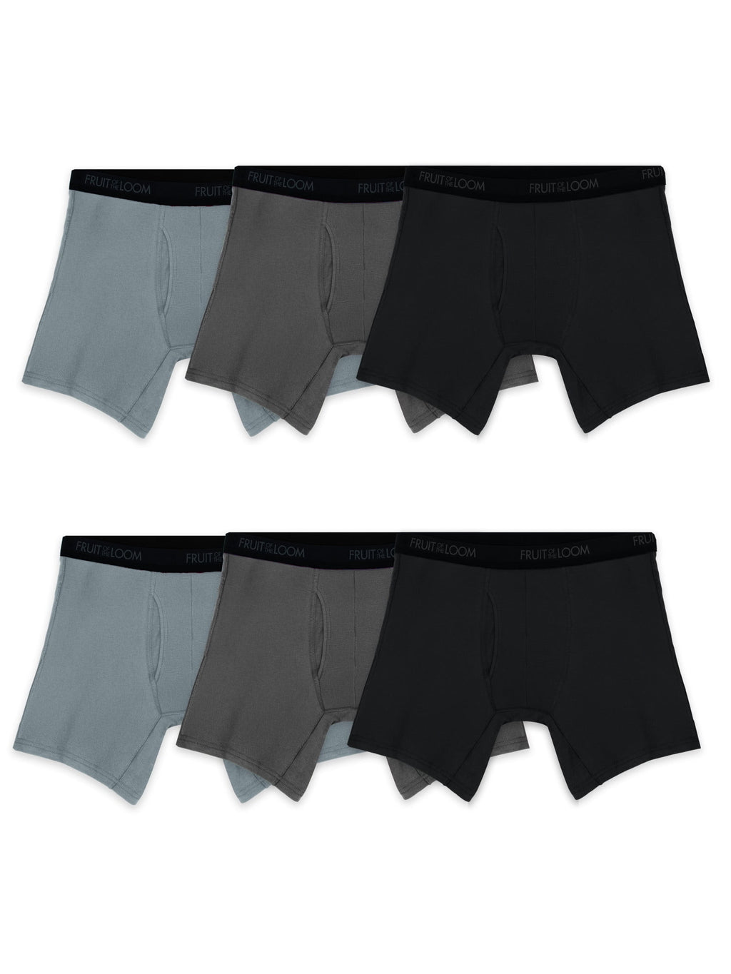 Fruit of the Loom Men's Cotton Stretch Trunk, Short Leg Boxer Brief Underwear, 6-Pack