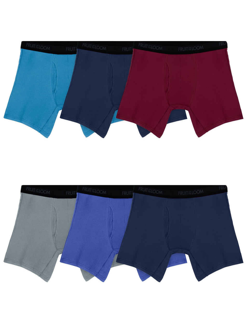 Fruit of the Loom Men's Cotton Stretch Trunk, Short Leg Boxer Brief Underwear, 6-Pack