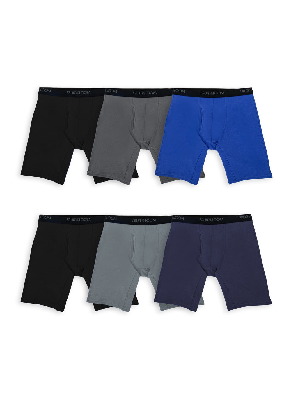 Fruit of the Loom Men's Cotton Stretch Trunk, Short Leg Boxer Brief Underwear, 6-Pack
