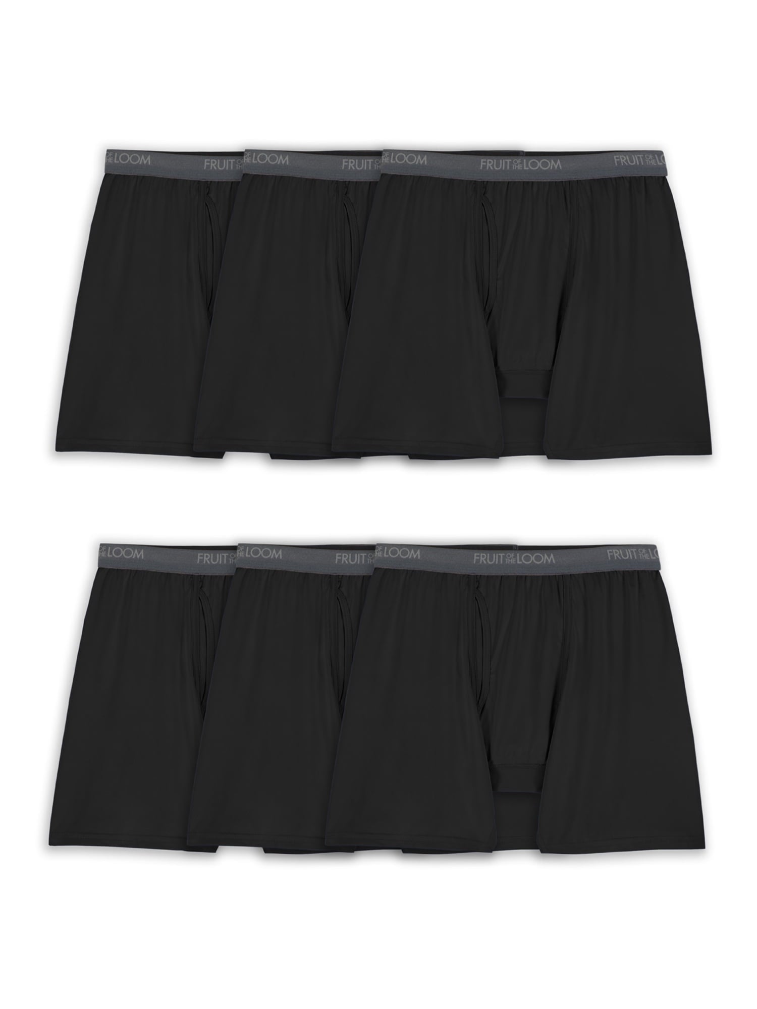 Fruit of the Loom Men's Micro-Stretch Ribbed Boxer Briefs, 6-Pack