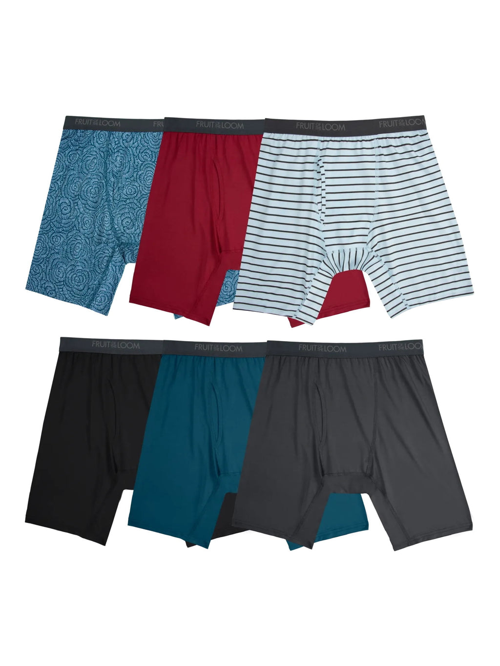 Fruit of the Loom Men's Micro-Stretch Ribbed Boxer Briefs, 6-Pack
