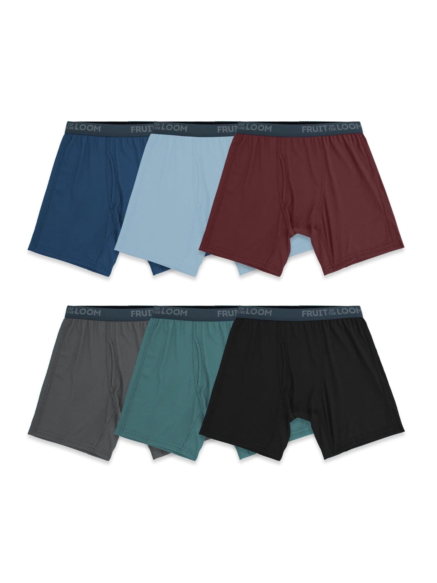 Fruit of the Loom Men's Micro-Stretch Ribbed Boxer Briefs, 6-Pack