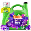 Gain Plus Laundry Detergent Liquid, Now with Odor Defense + OXI, Moonlight Breeze Scent, 170 fl oz, 129 Loads