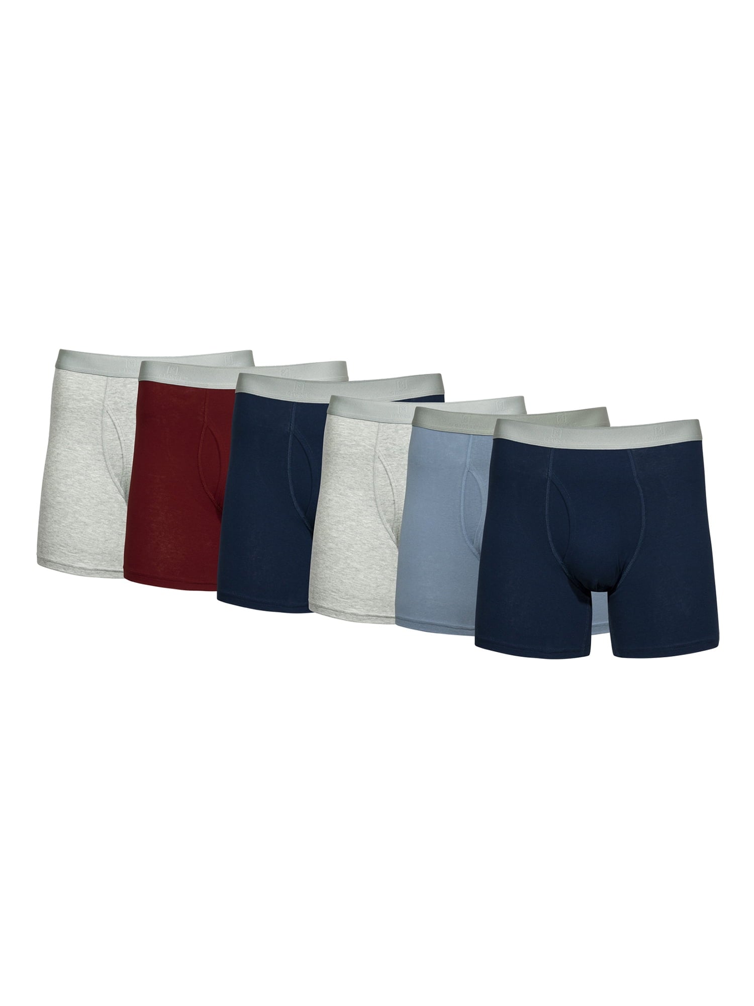 George Men's Cotton Stretch Regular Leg Boxer Briefs, 6-Pack