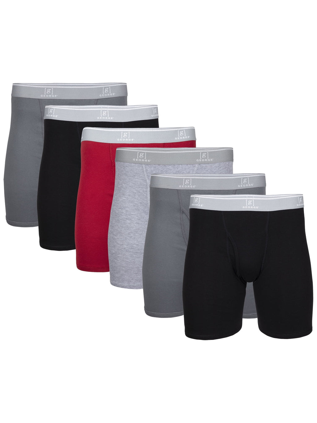 George Men's Regular Leg Boxer Briefs, 6-Pack
