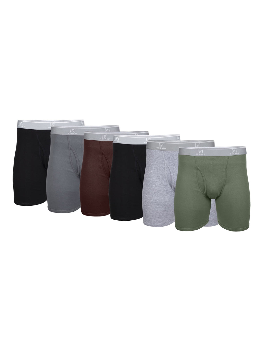 George Men's Regular Leg Boxer Briefs, 6-Pack